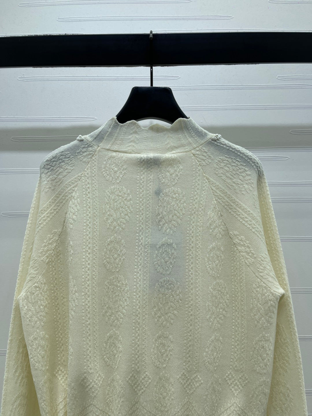 Chanel 2026 Beaded Crew Neck Knit Long-sleeved Top Wool