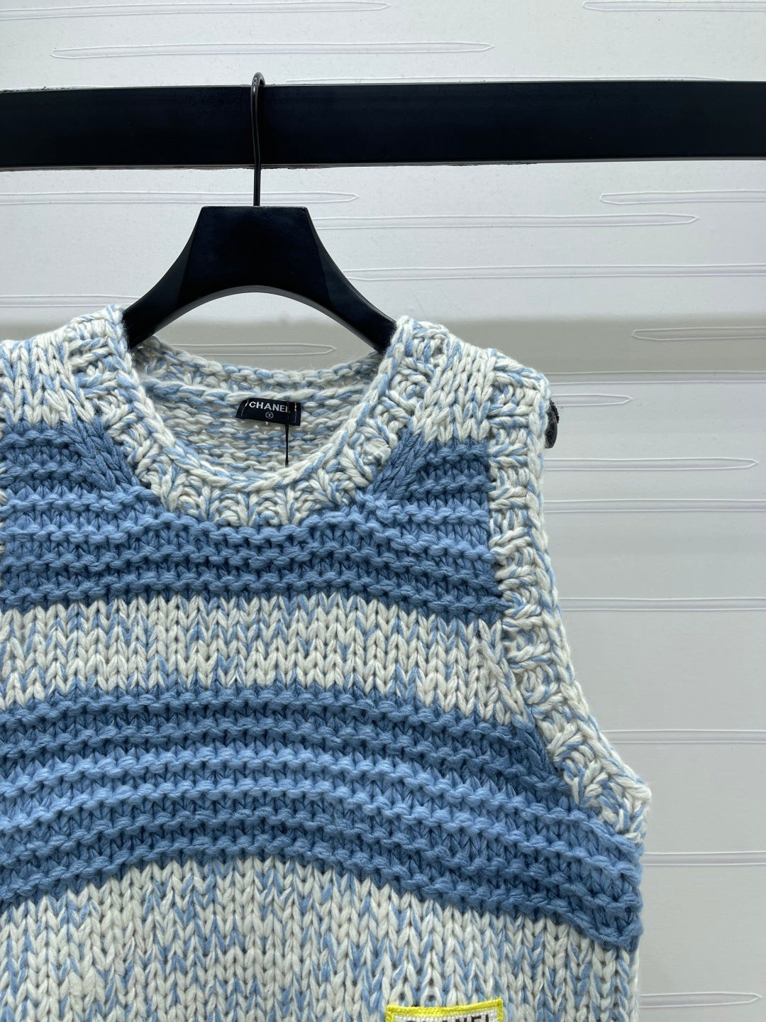 Chanel 2026 Crew Neck Striped Knit Vest Cashmere 983319