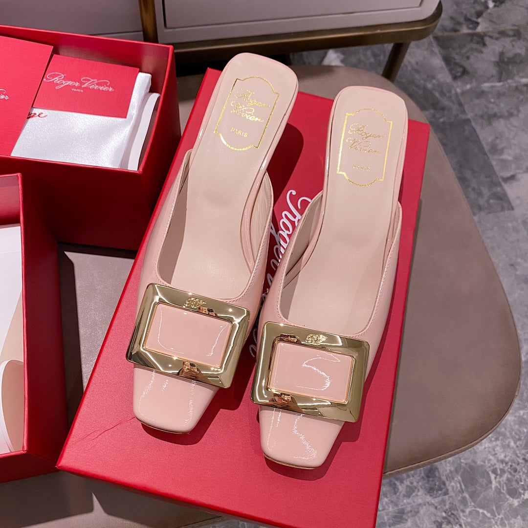 Viv Mules Light Pink Patent Leather 307797