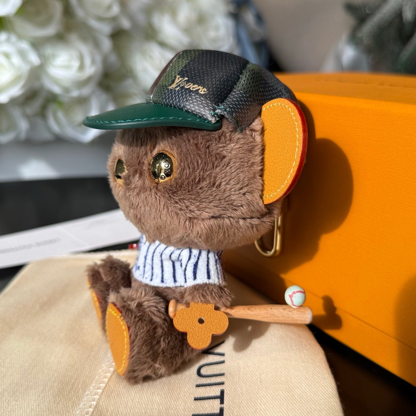 LV Louis Bear Bag Synthetic Fur Charm