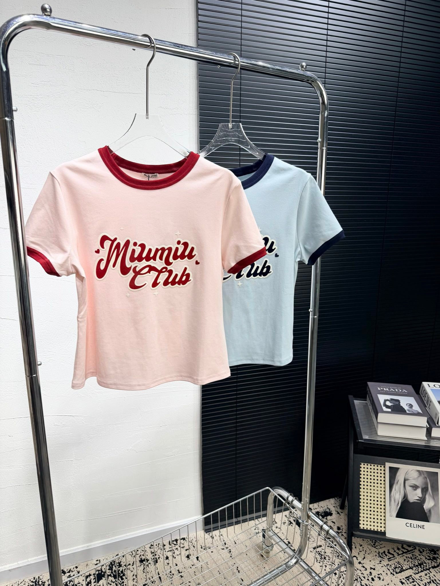 Miumiu 2026 T-shirt Blue and Pink Cotton