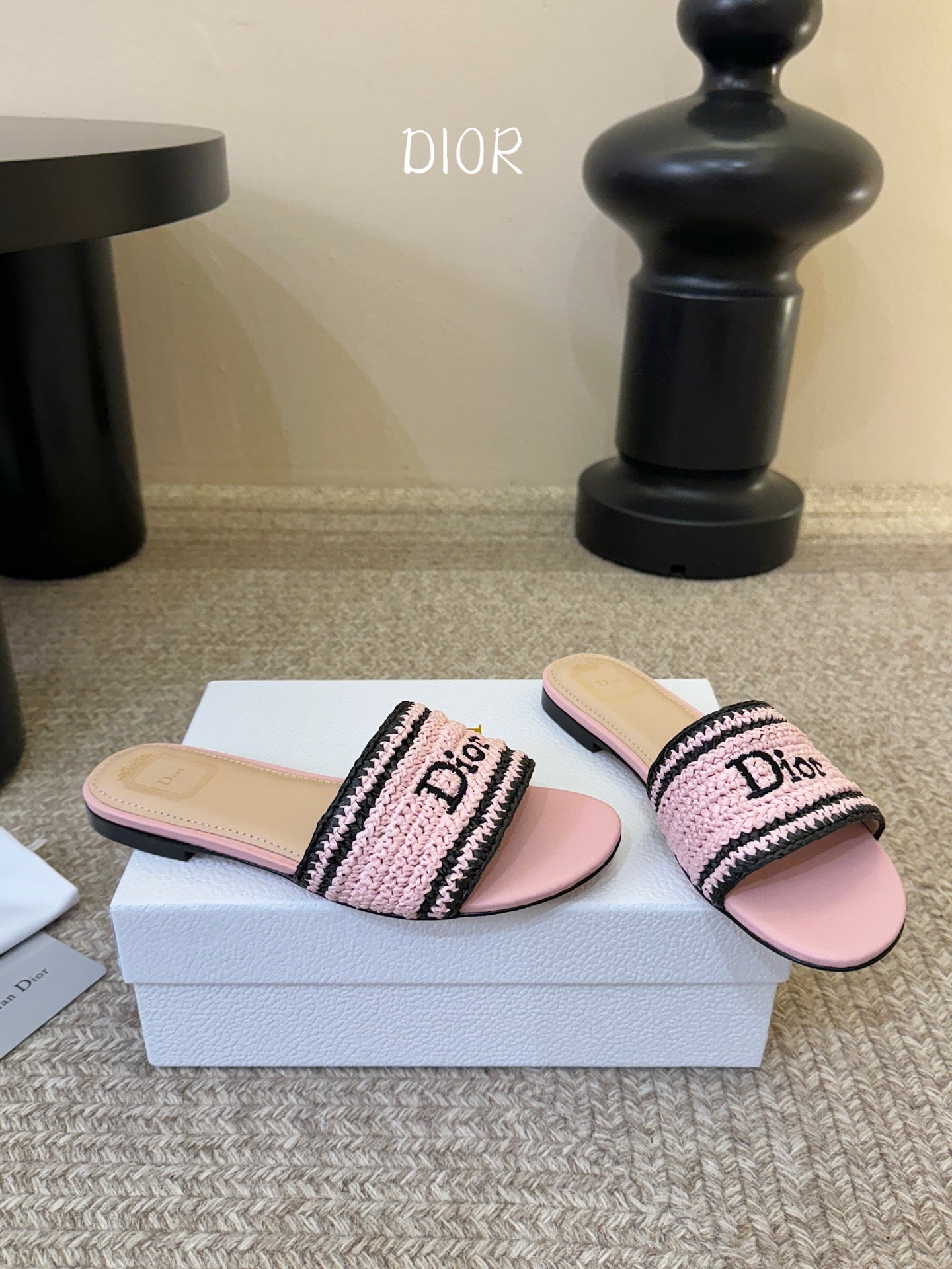 Dior 2026 Diorivera woven slide crocheted raffia
