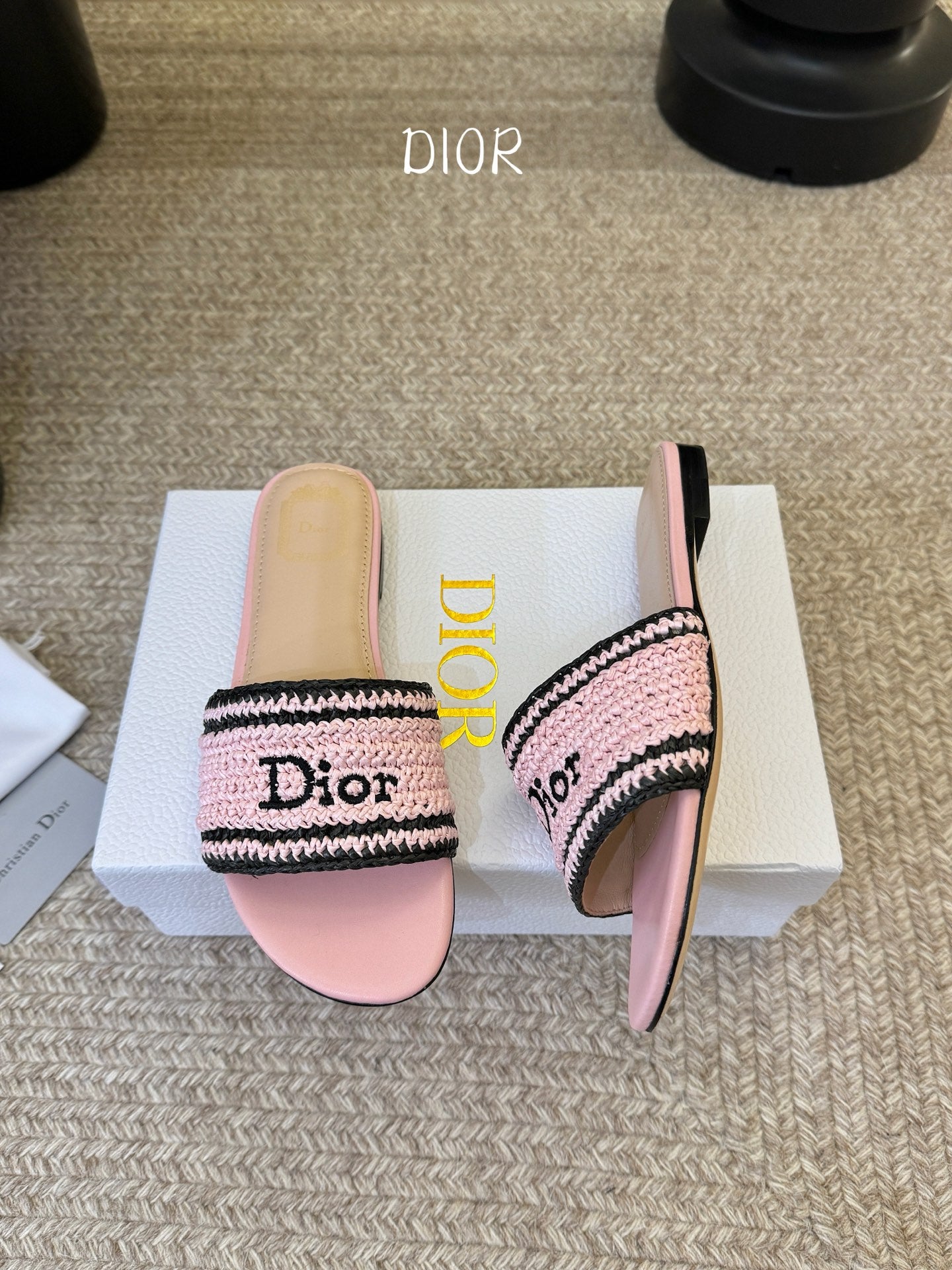 Dior 2026 Diorivera woven slide crocheted raffia