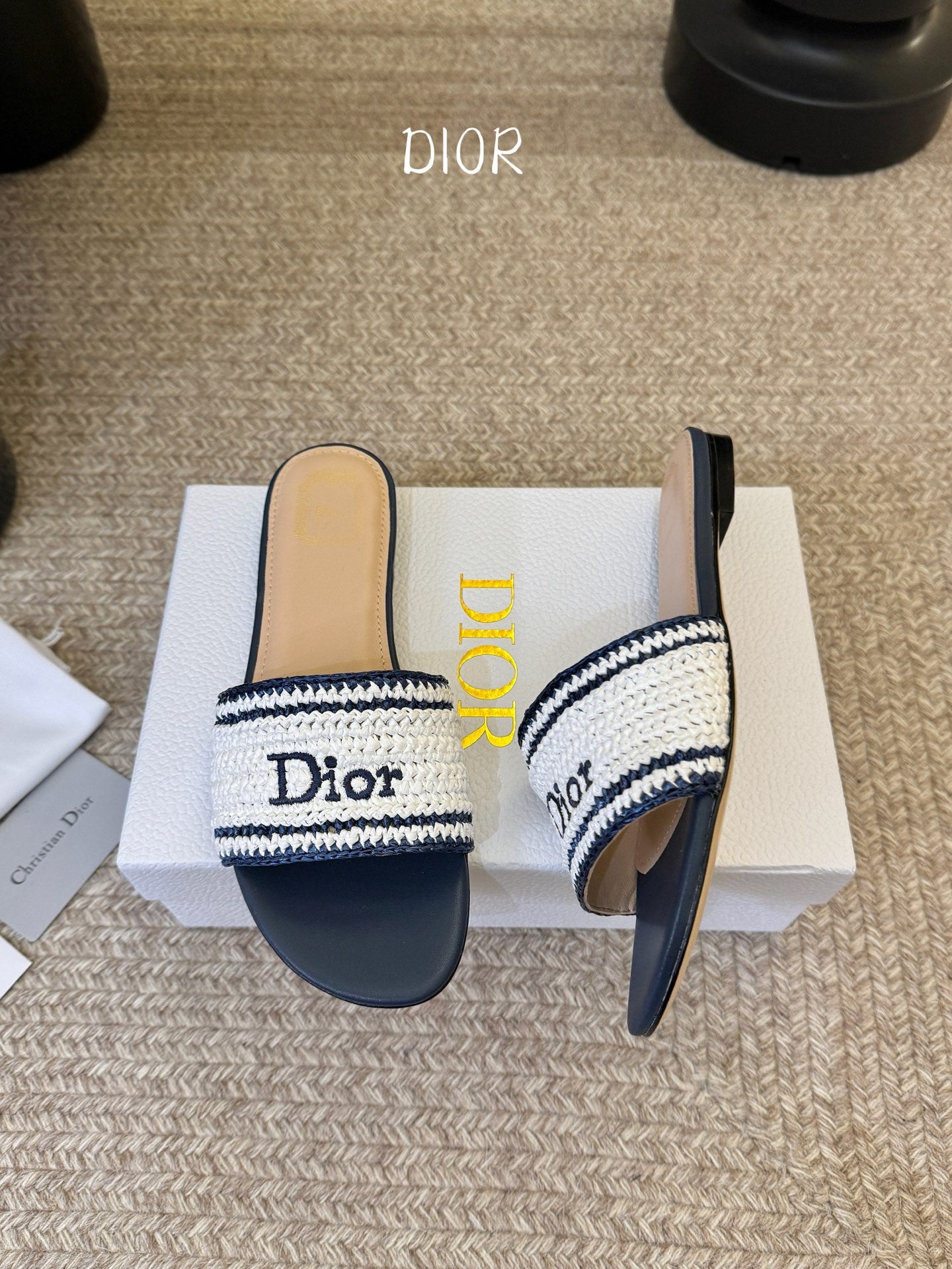 Dior 2026 Diorivera woven slide crocheted raffia