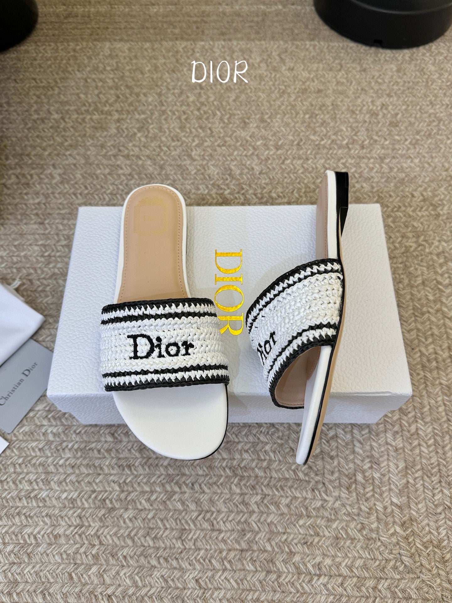 Dior 2026 Diorivera woven slide crocheted raffia