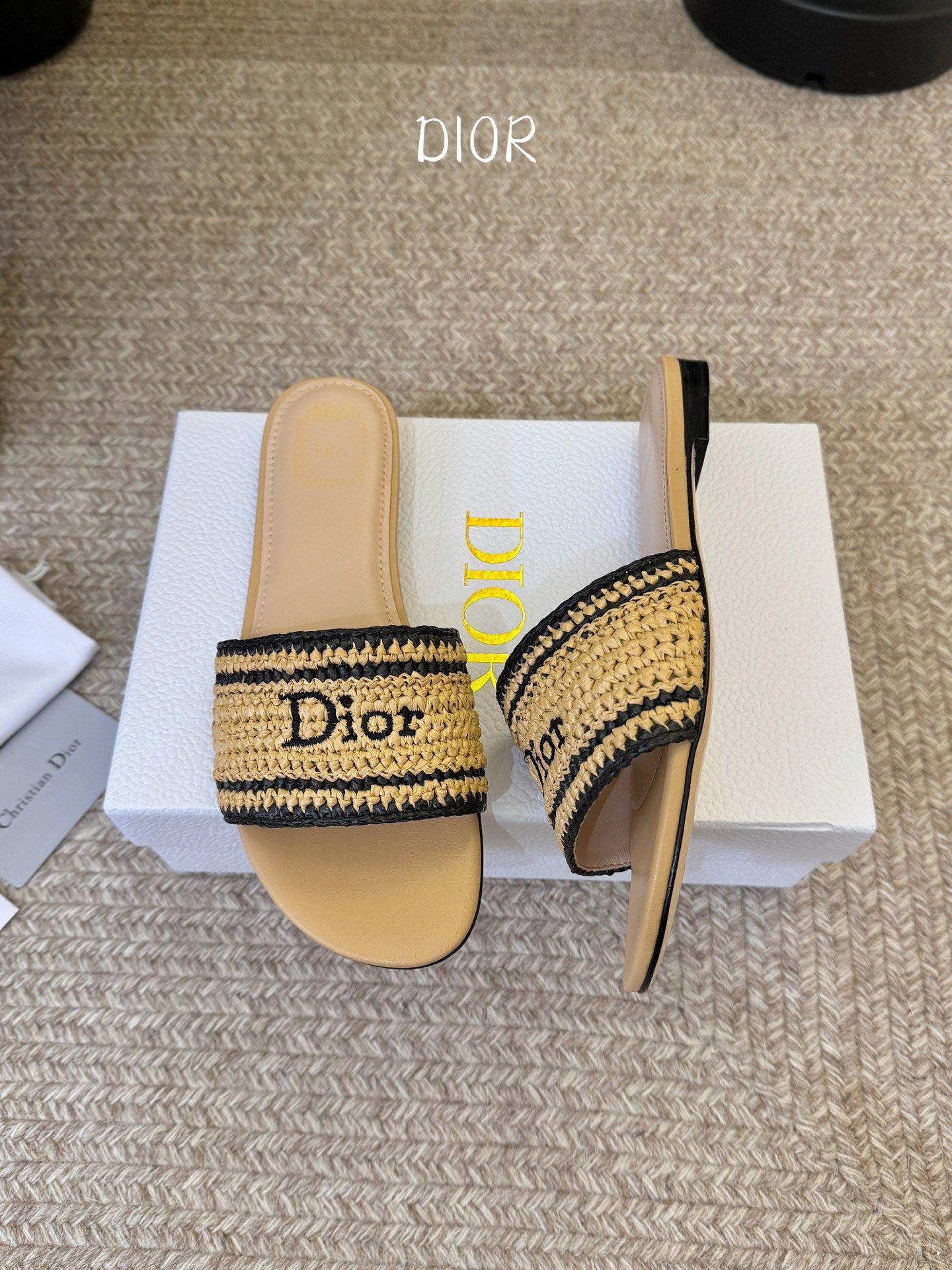 Dior 2026 Diorivera woven slide crocheted raffia
