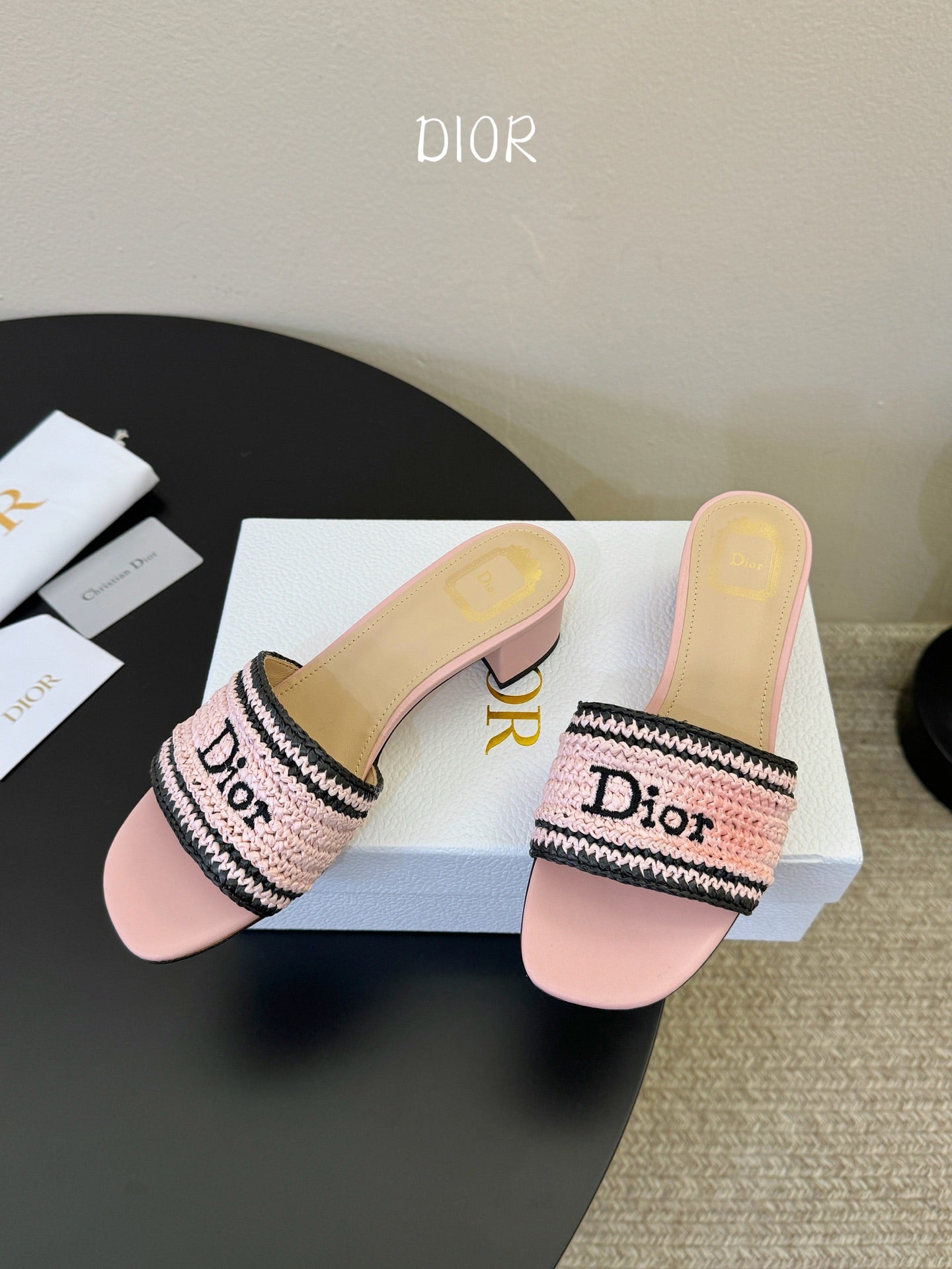Dior 2026 Diorivera woven slide crocheted raffia