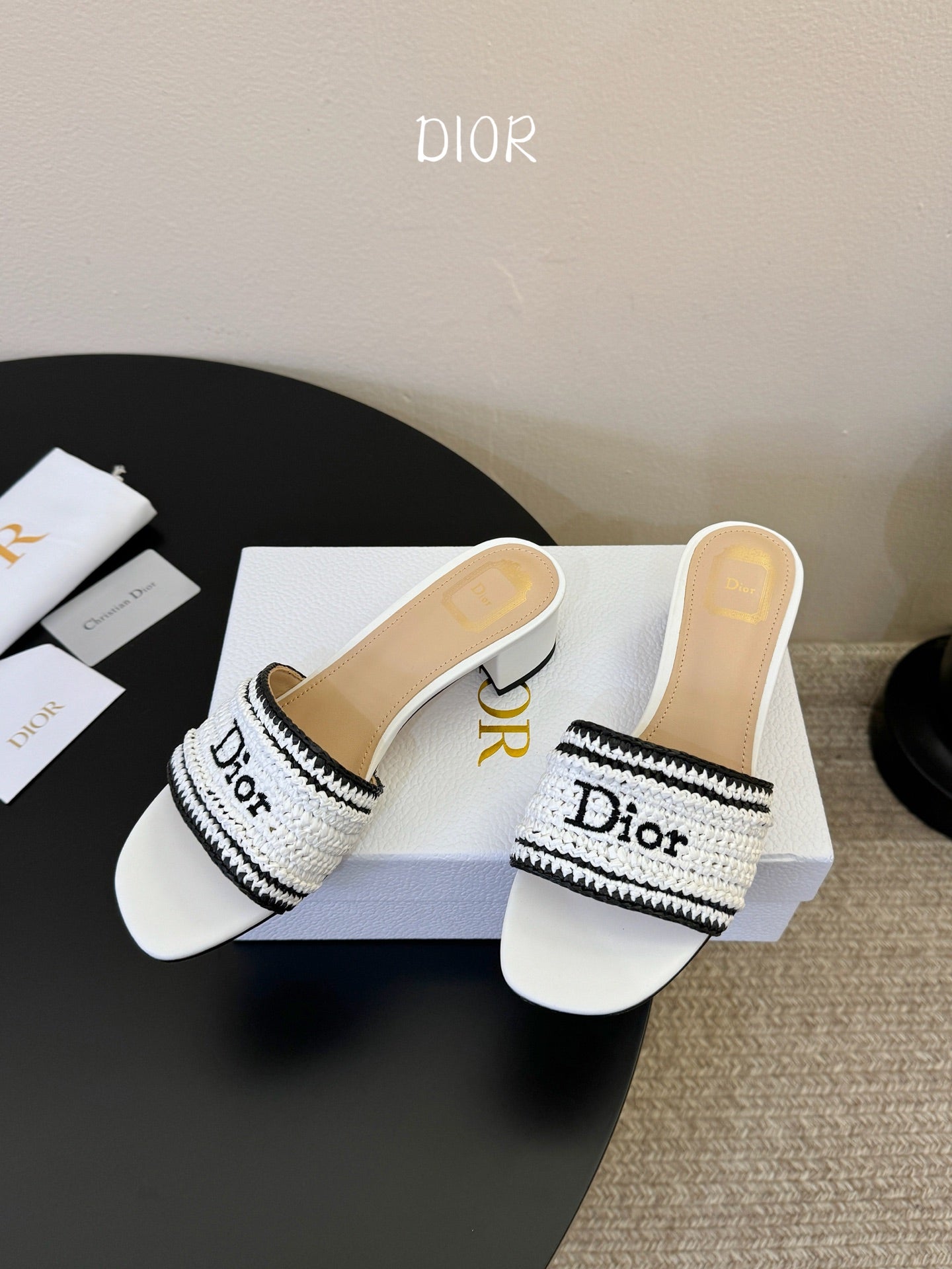 Dior 2026 Diorivera woven slide crocheted raffia