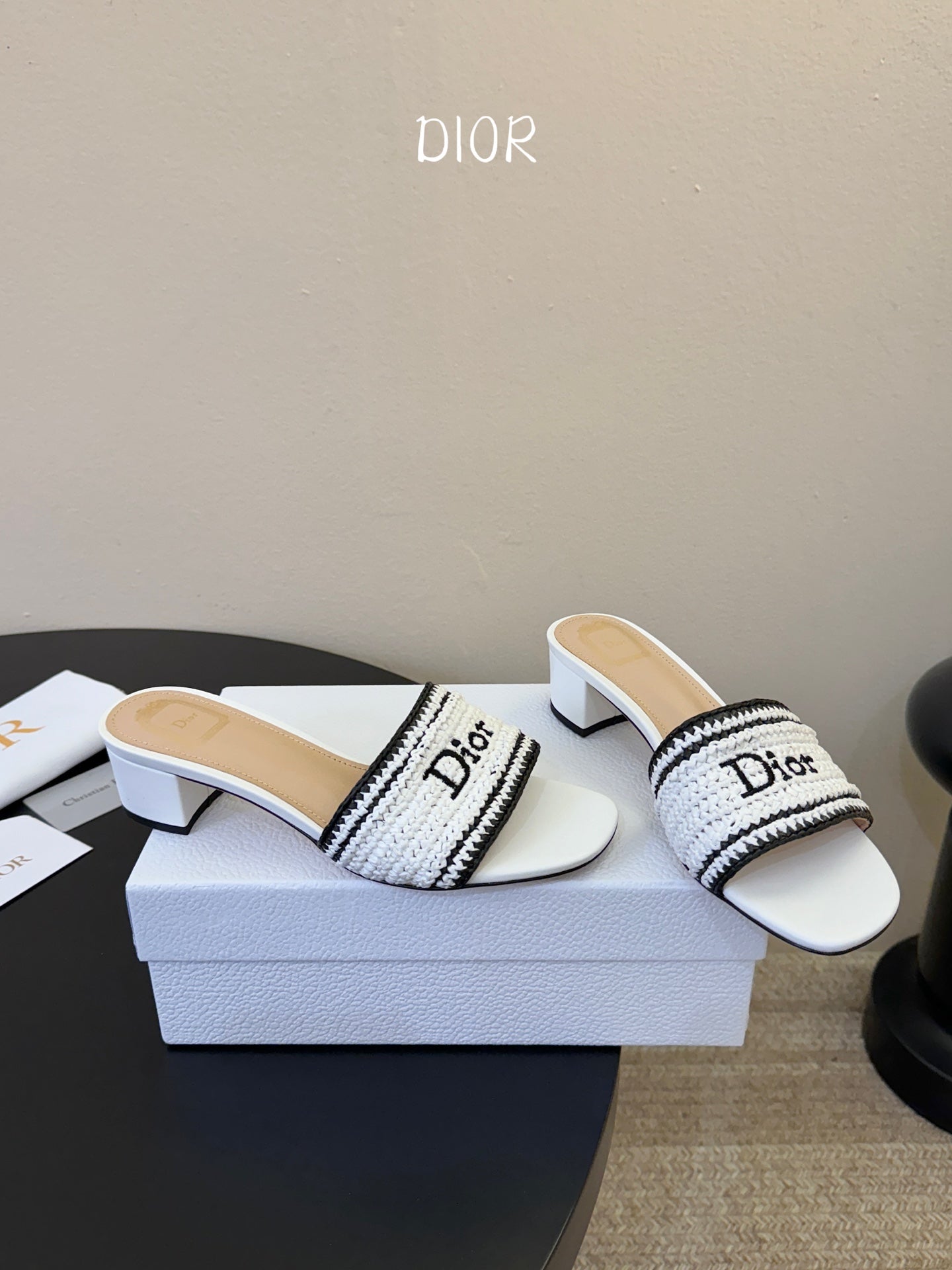 Dior 2026 Diorivera woven slide crocheted raffia