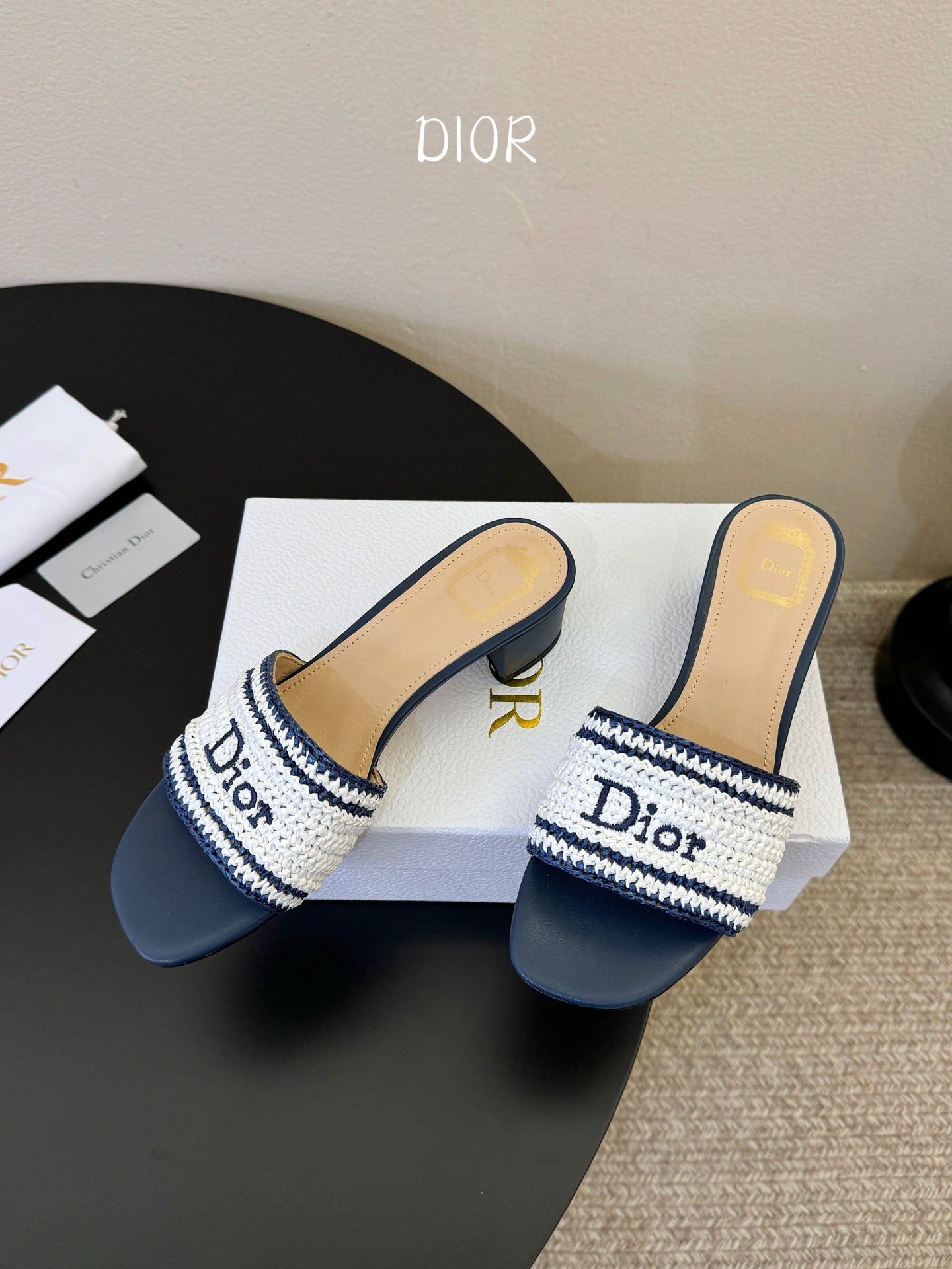 Dior 2026 Diorivera woven slide crocheted raffia