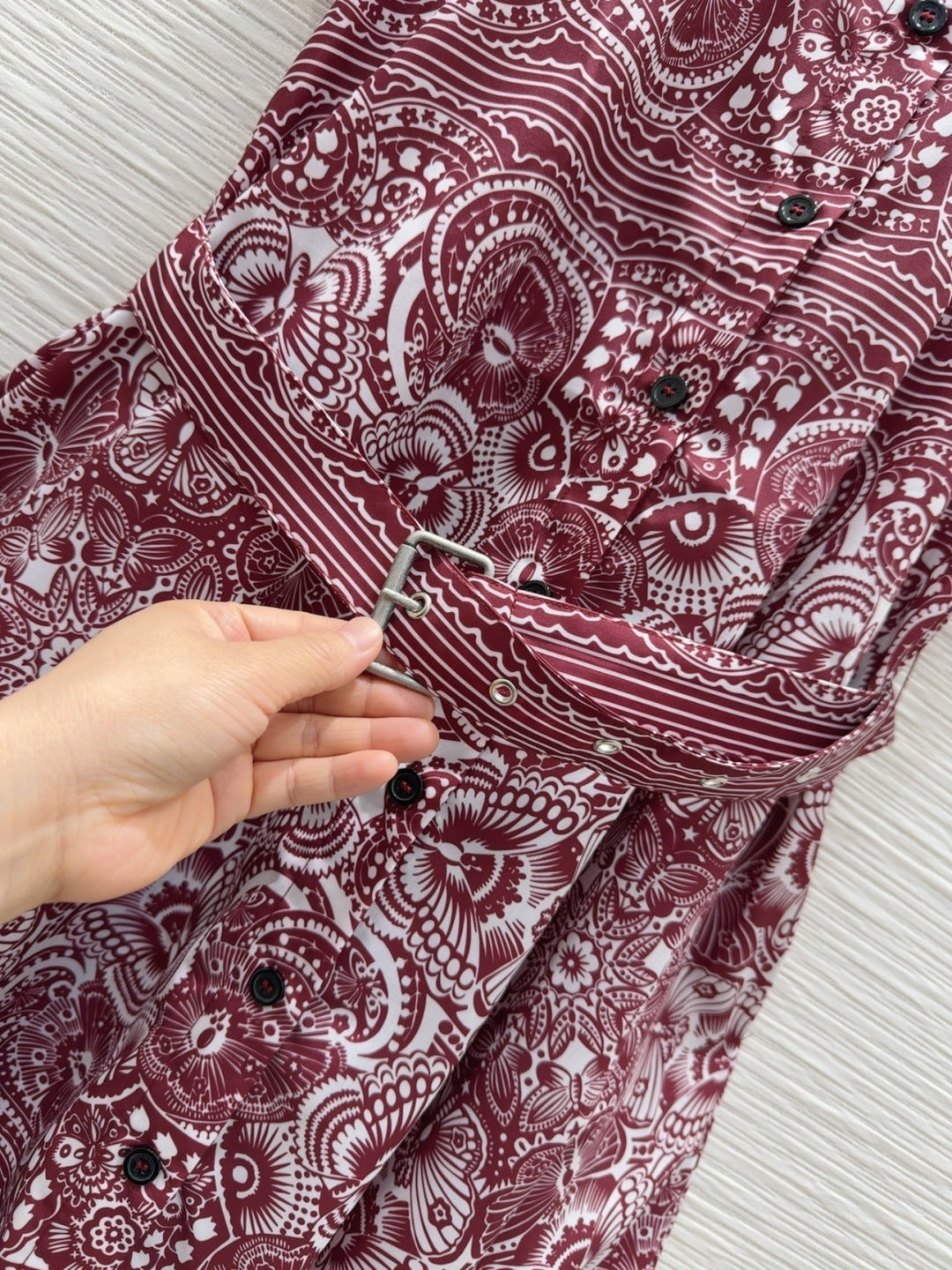 CD 2025 Floral Dress Red Cotton