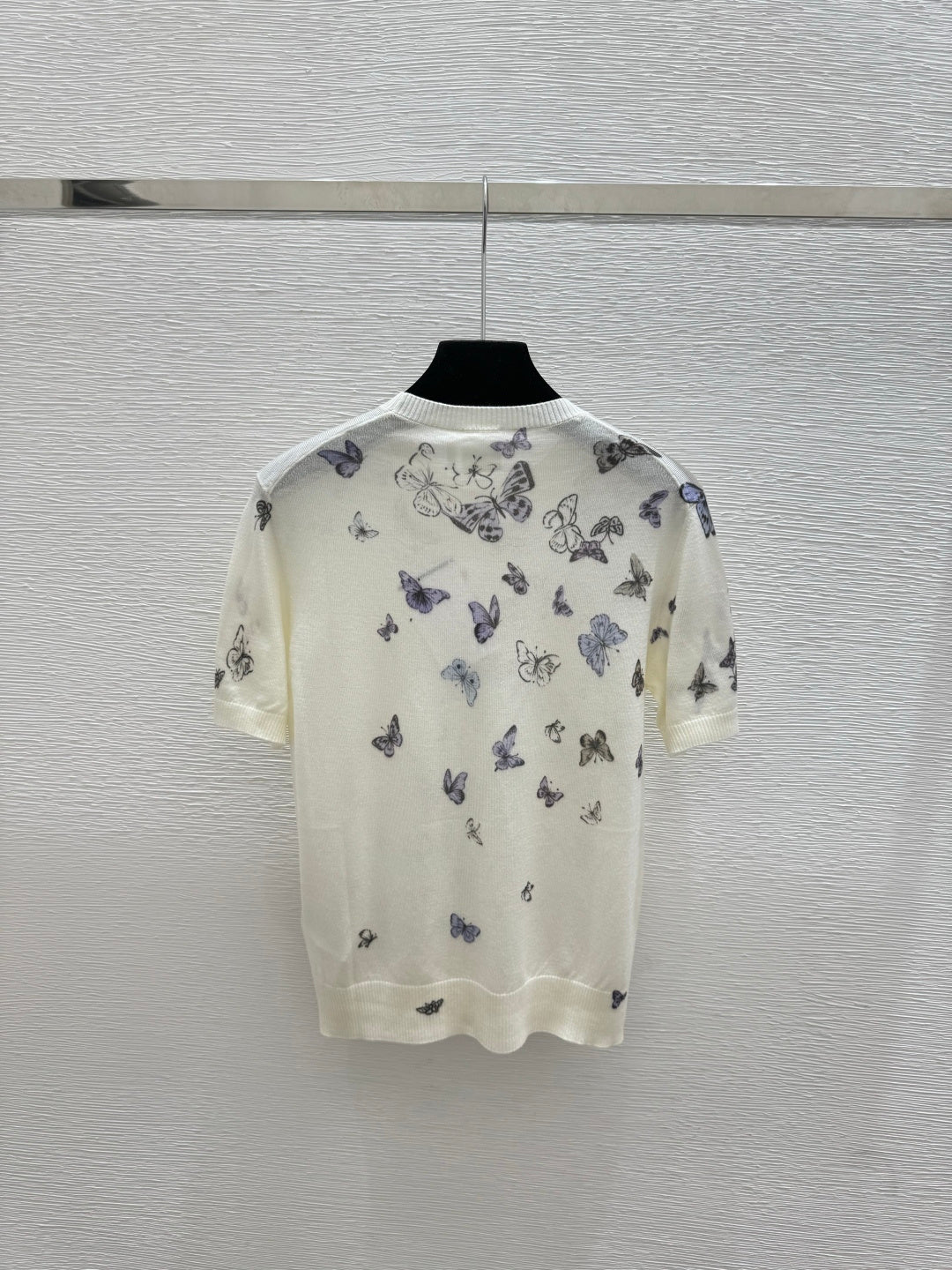 Dior 2026 Butterfly Print Knit Short-Sleeve T-Shirt Wool 355164