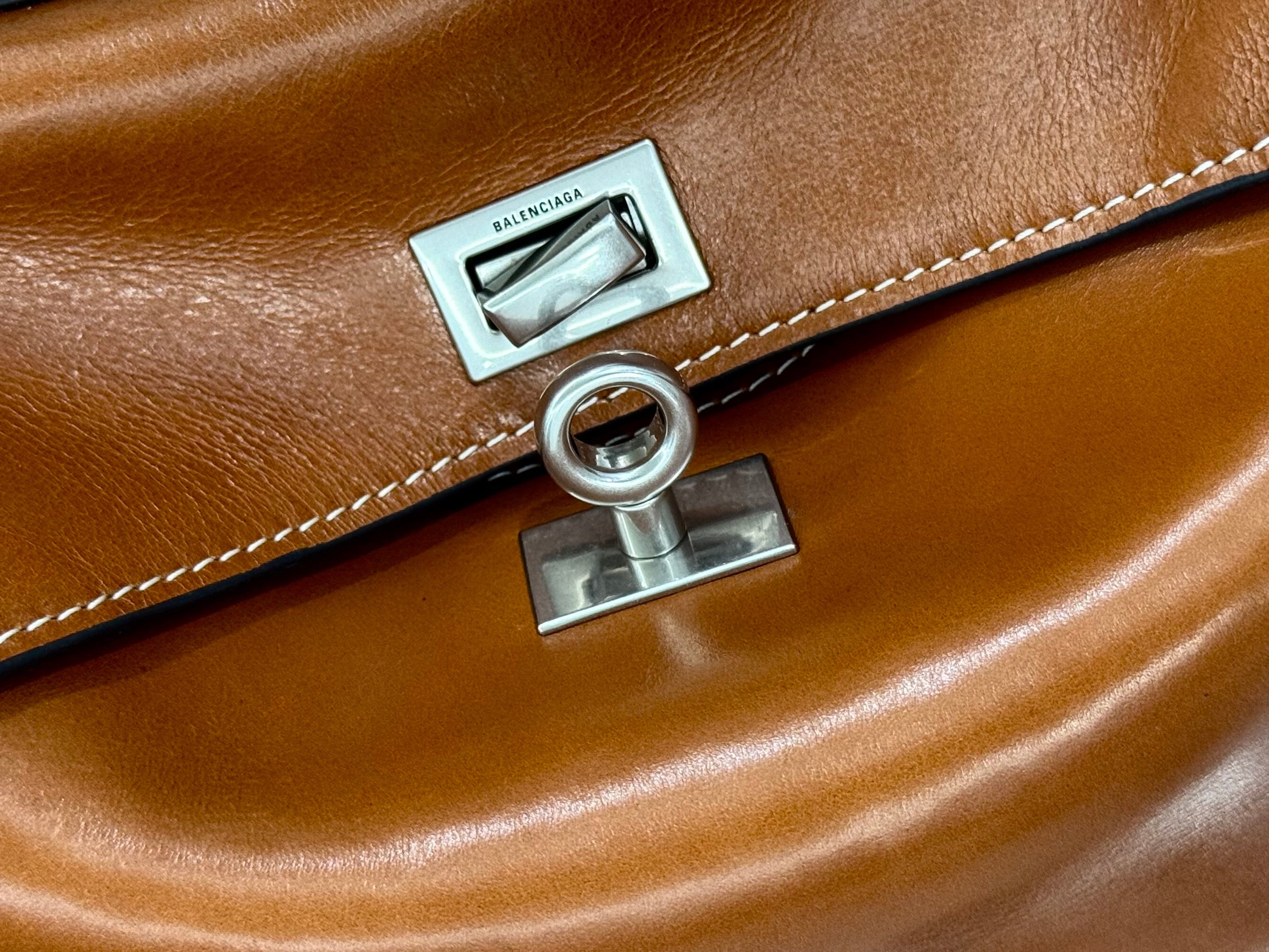 Balenciaga Small Bag 22 Camel Brown Cowhide Sliver Hardware