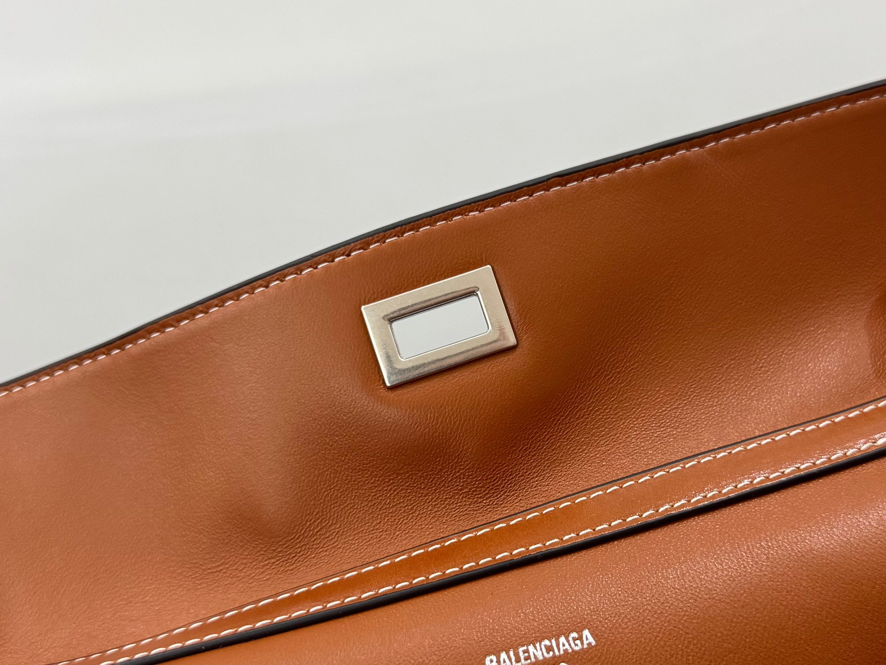 Balenciaga Small Bag 29 Camel Brown Cowhide Sliver Hardware