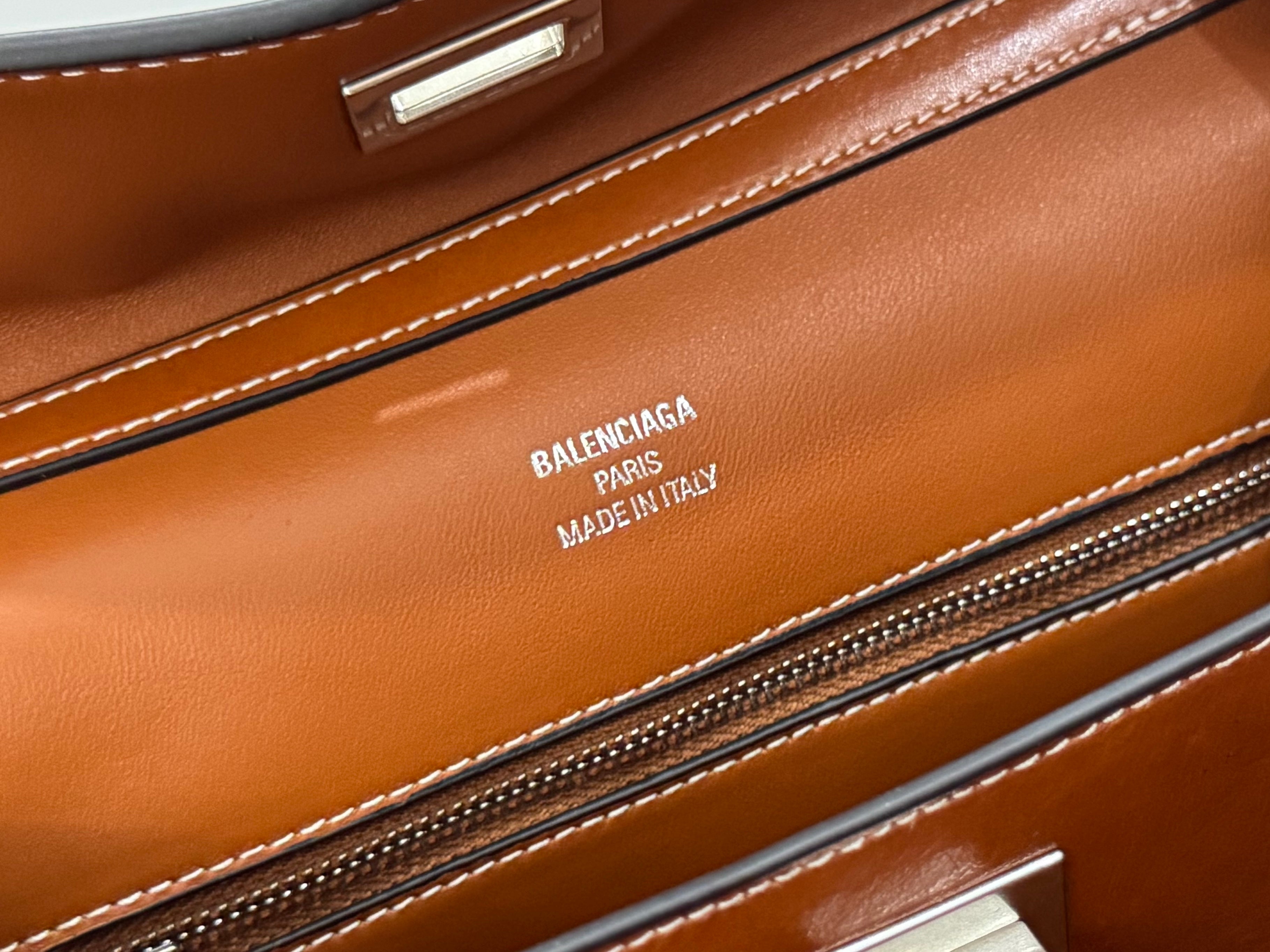 Balenciaga Small Bag 29 Camel Brown Cowhide Sliver Hardware