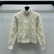 CD 25 Cardigan Stand Collar Light Beige Wool