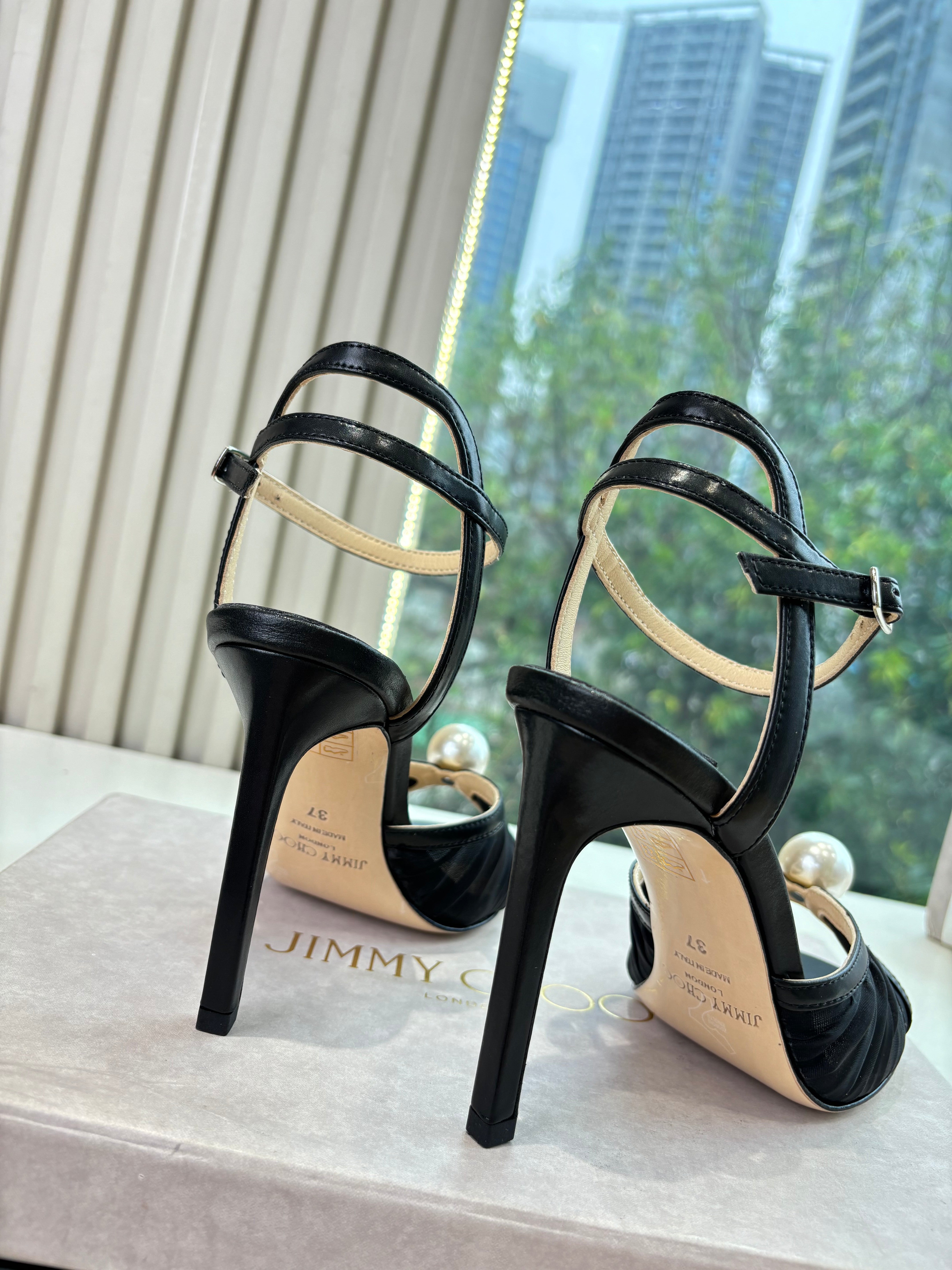 Jimmy 26s Platform Sandal 100 Black Mesh Sheepskin 604108