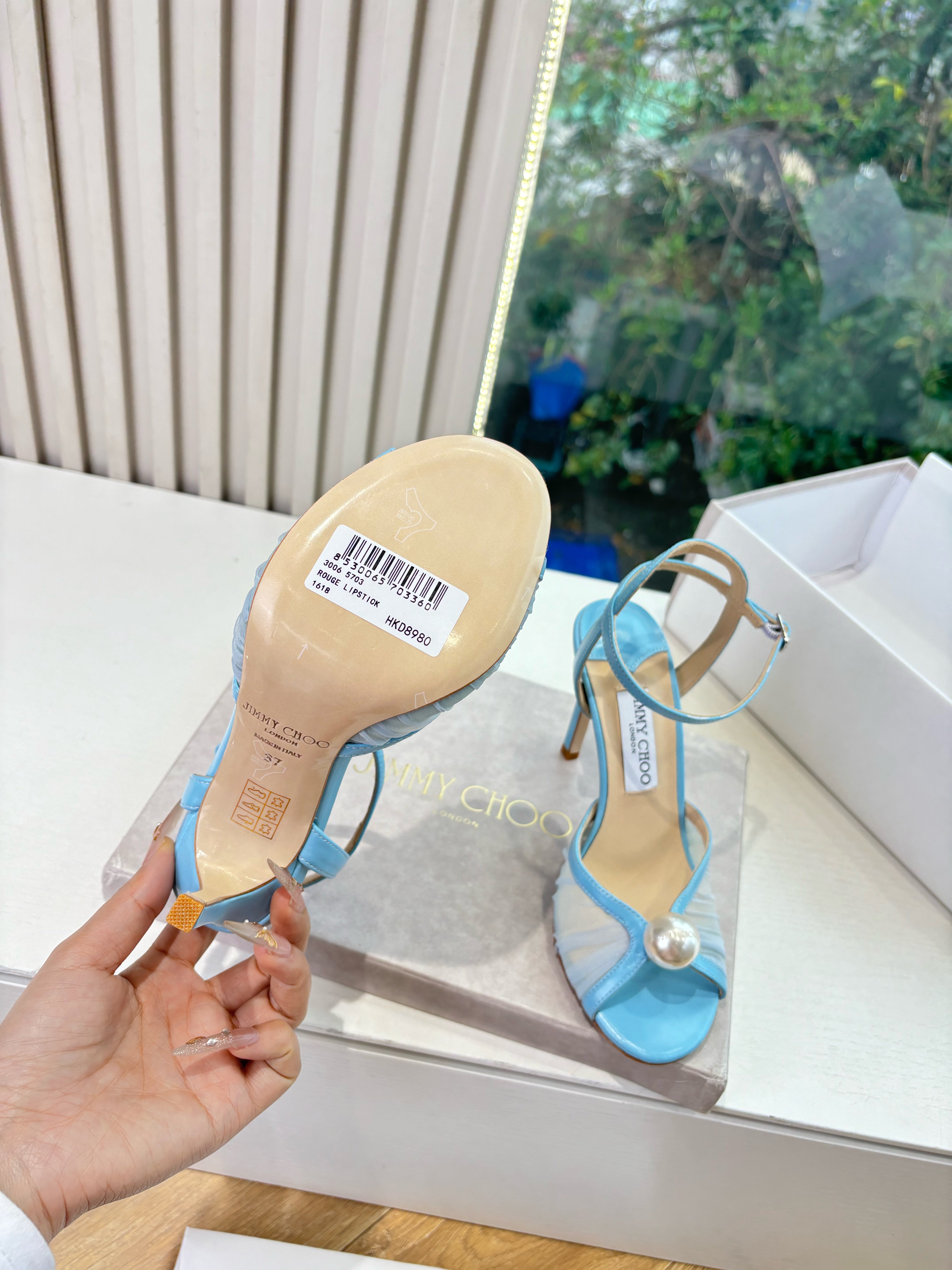 Jimmy 26s Platform Sandal 100 Light Blue Mesh Sheepskin 604106