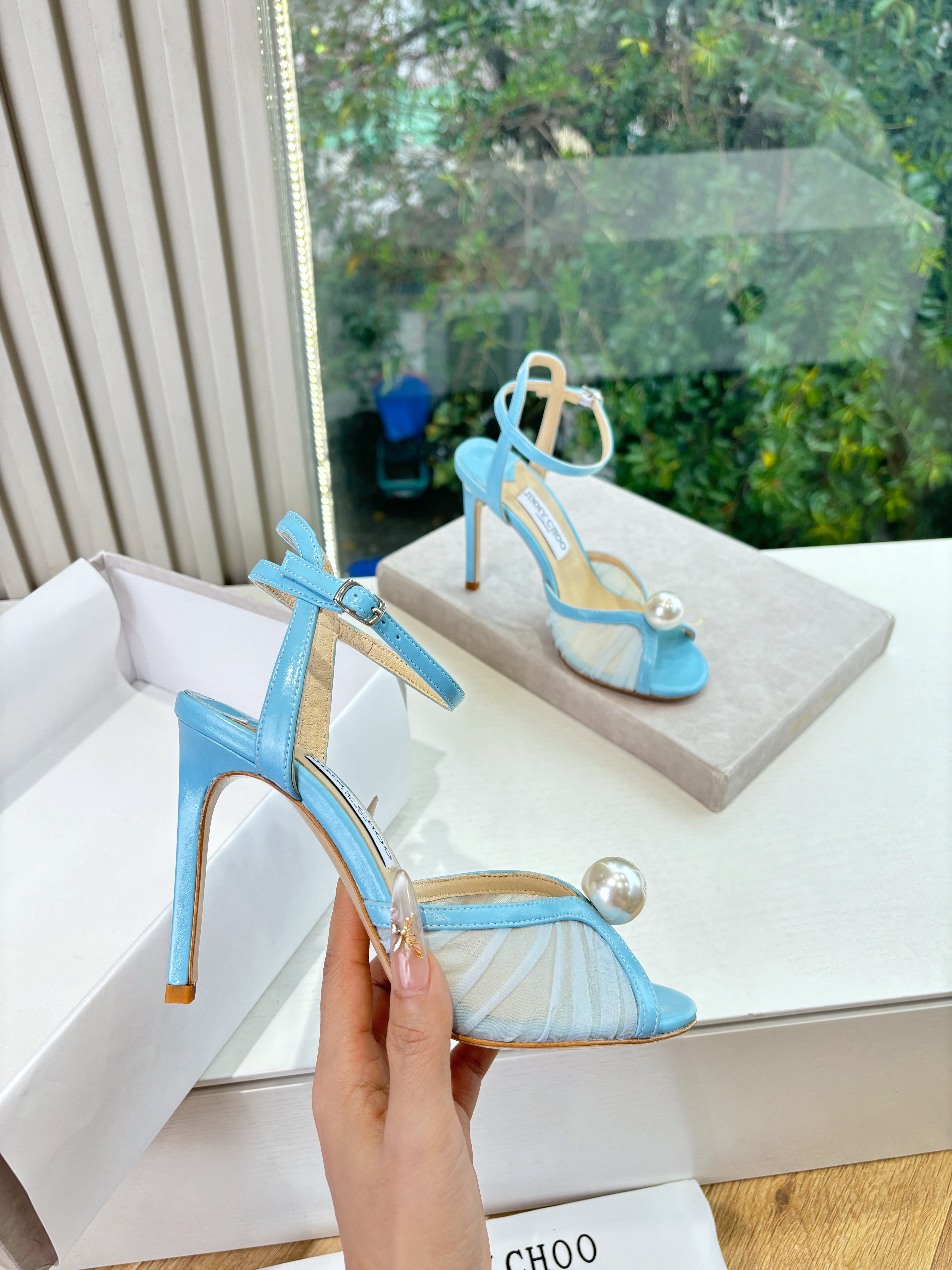 Jimmy 26s Platform Sandal 100 Light Blue Mesh Sheepskin 604106