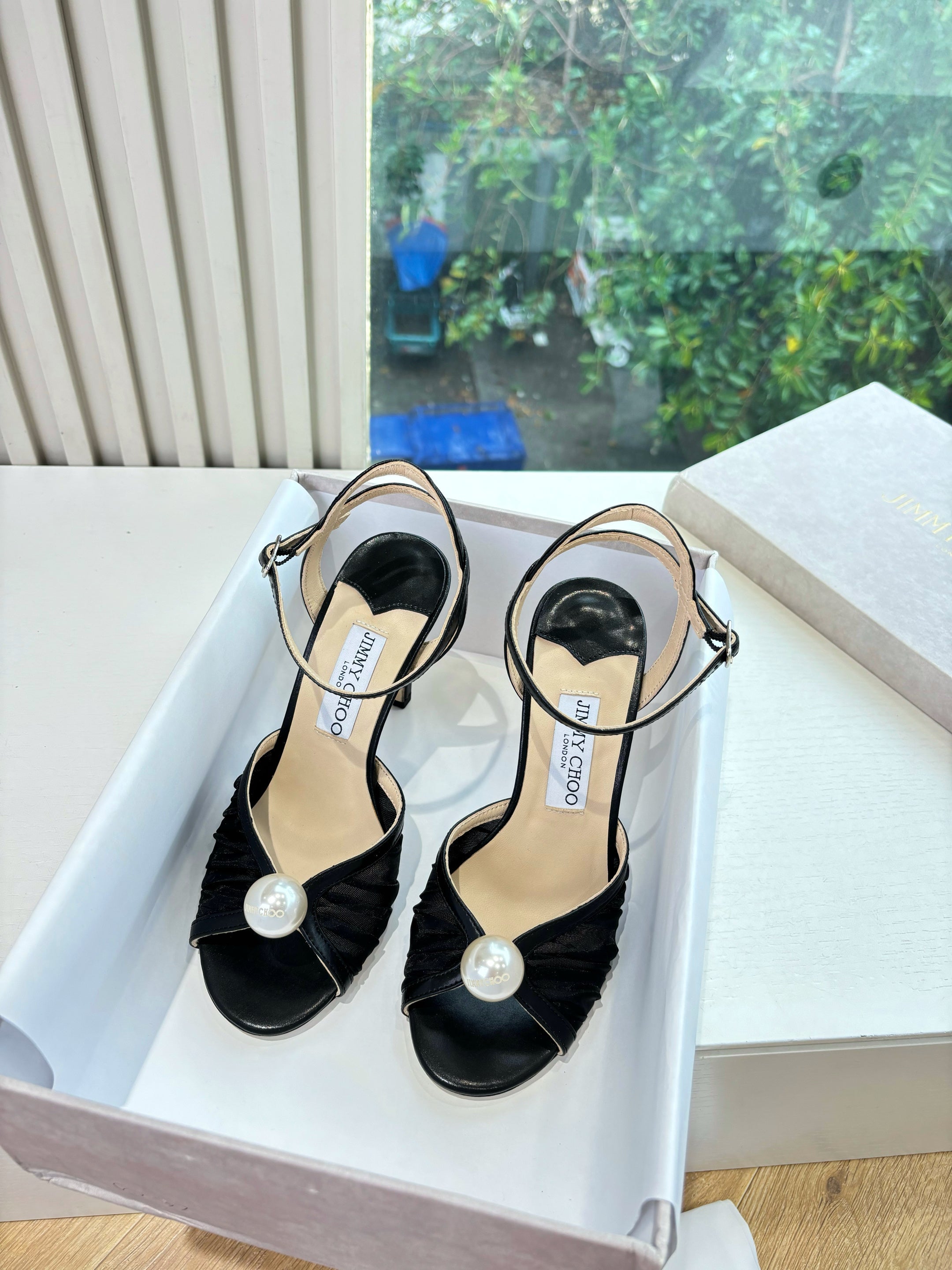 Jimmy 26s Platform Sandal 100 Black Mesh Sheepskin 604108