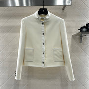CD 25 Floral Embroidered Lapel Blazer Wool And Silk