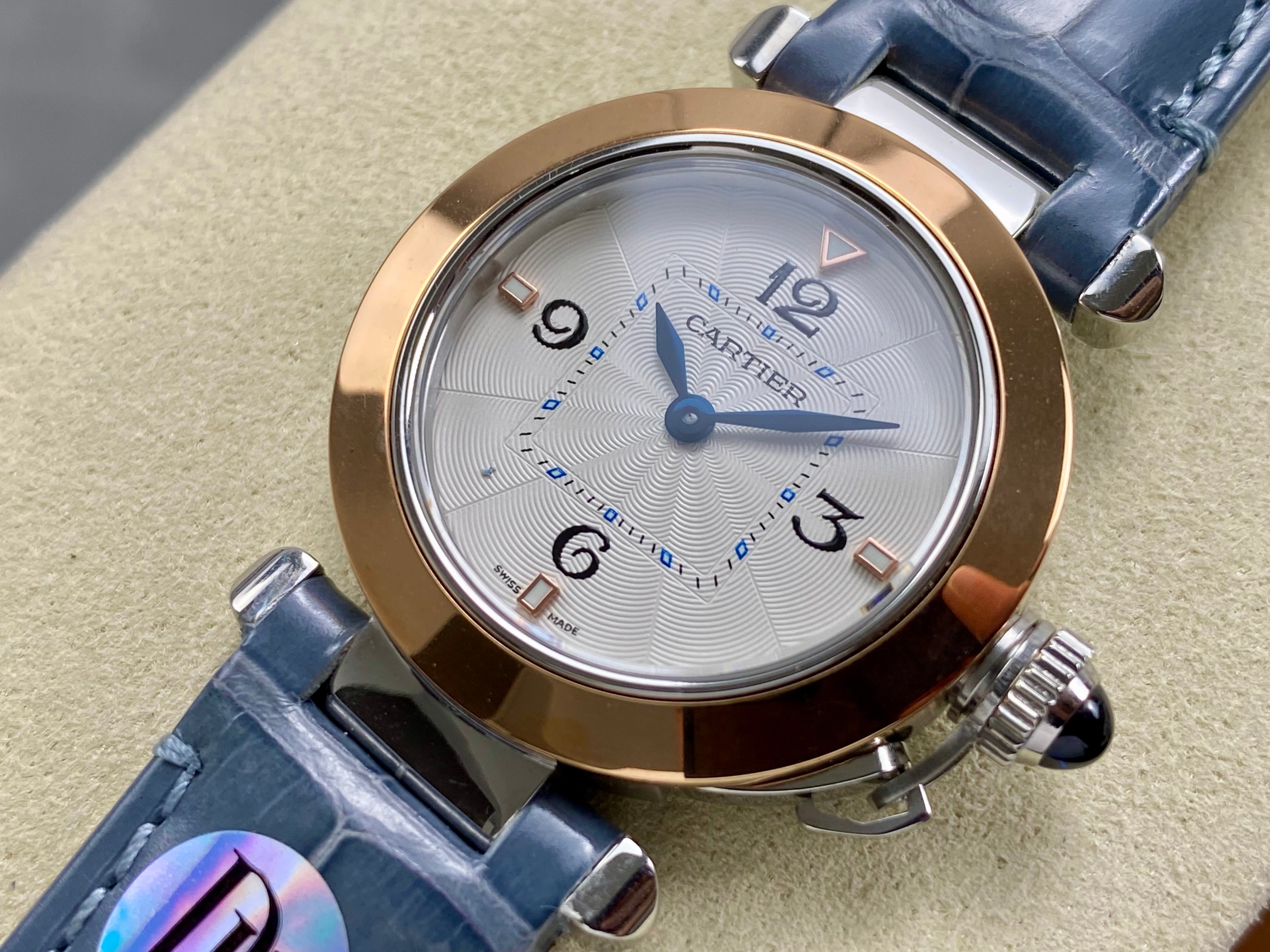 Cartier Pasha 30mm White Dial Pink Gold Case Crocodile Leather