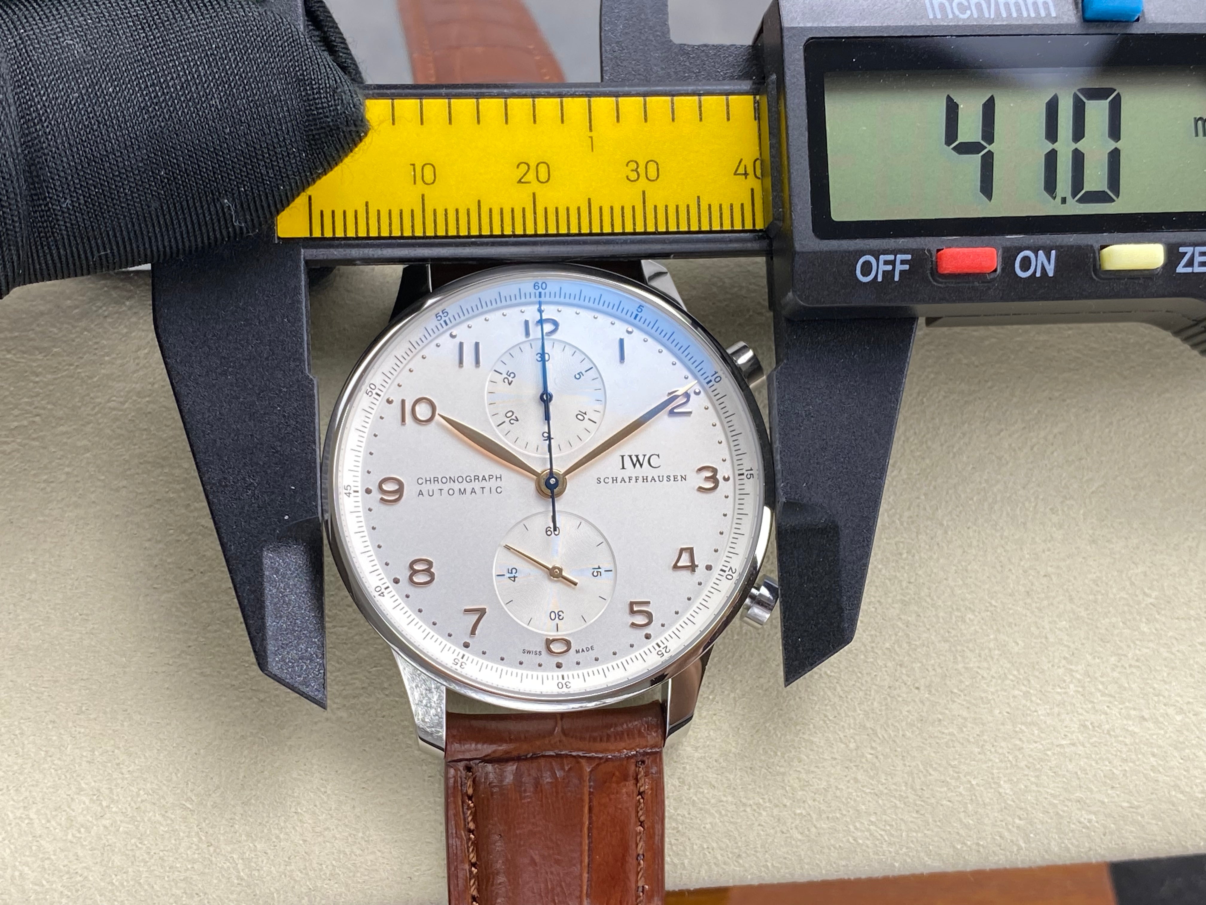IWC Portuguese Chronograph 41mm White Dial Brown Leather Strap