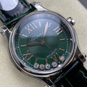 Chopard Happy Sport 30mm Green Diamond Dial Black Green Leather
