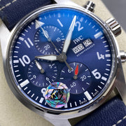 IWC Pilot's Chronograph 41 Blue Dial Steel Case Leather Strap