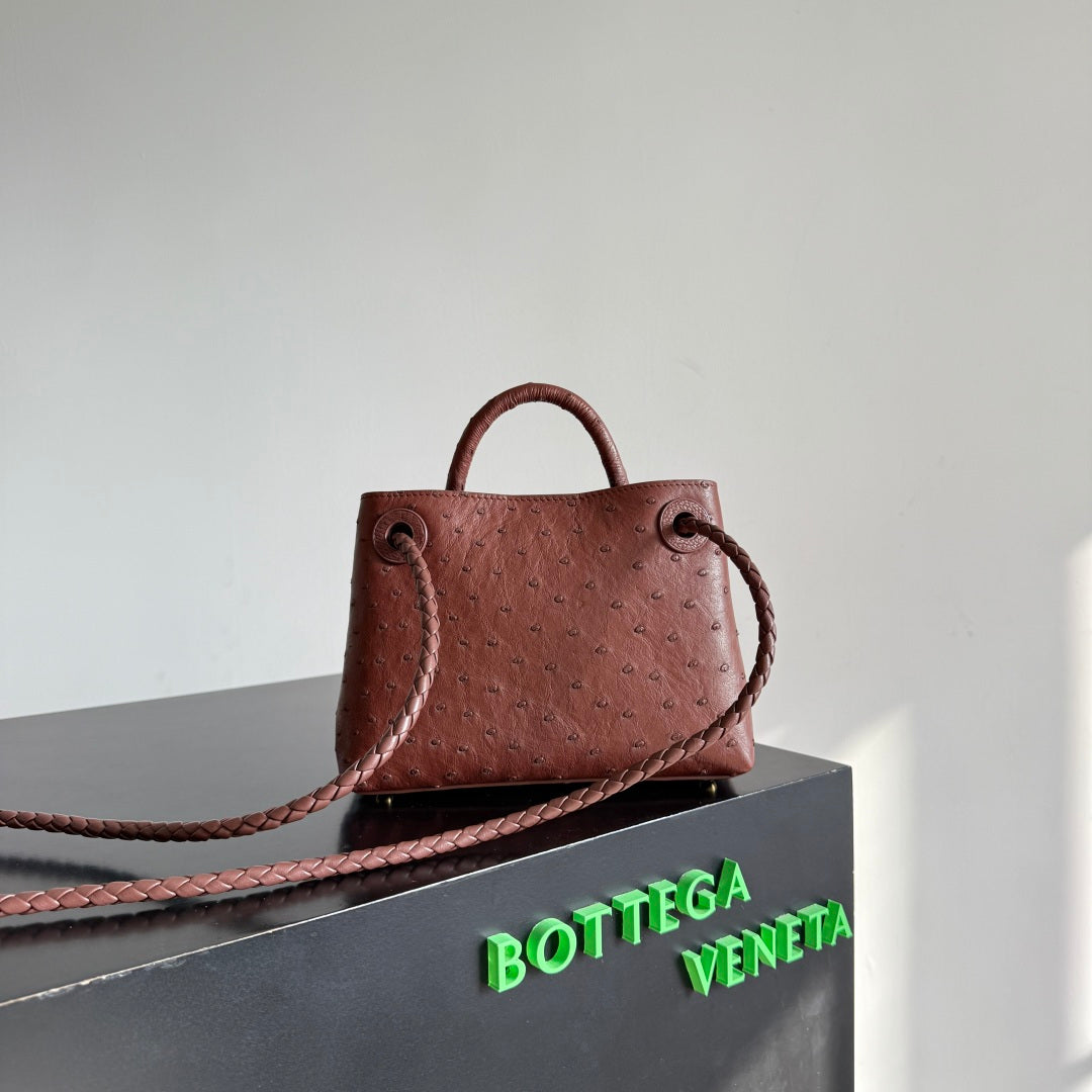Bottega Veneta 2026 Andiamo Bag 20.5cm Sapele Ostrich Leather