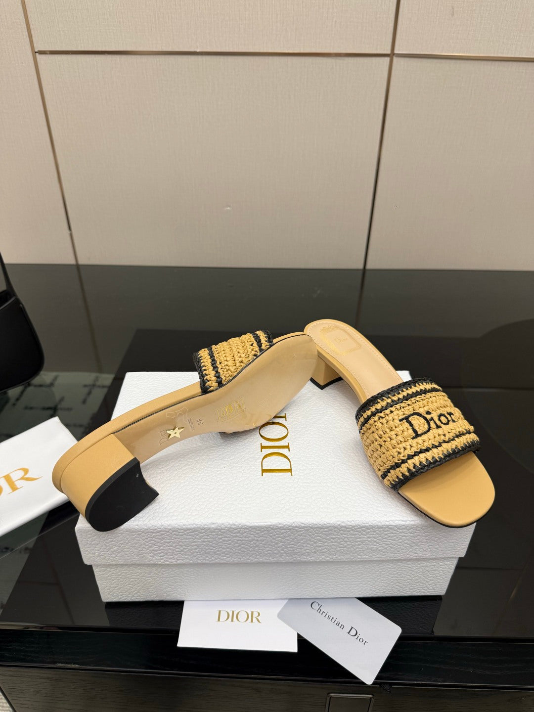Dior 2026 Diorivera woven slide crocheted raffia
