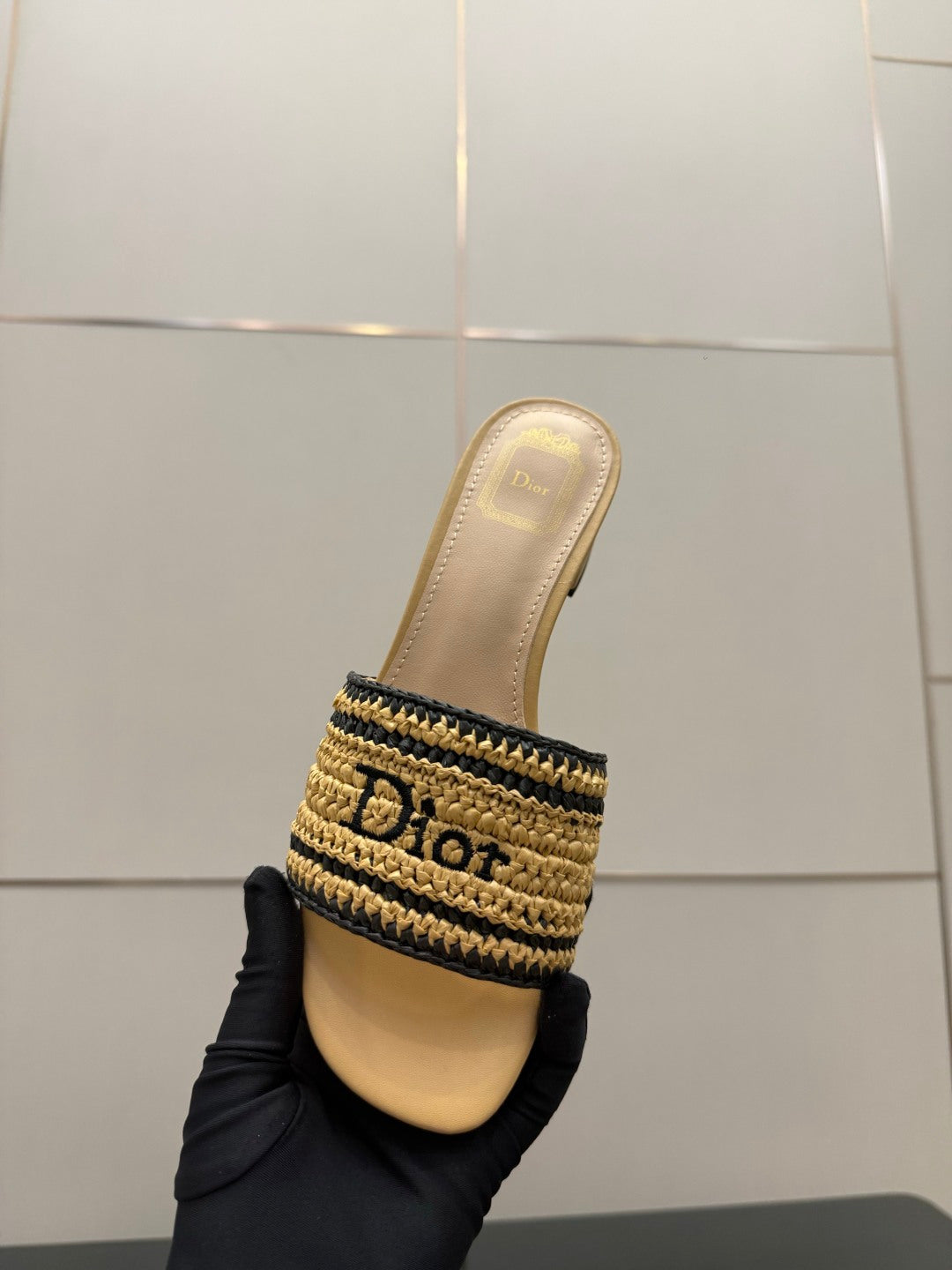 Dior 2026 Diorivera woven slide crocheted raffia