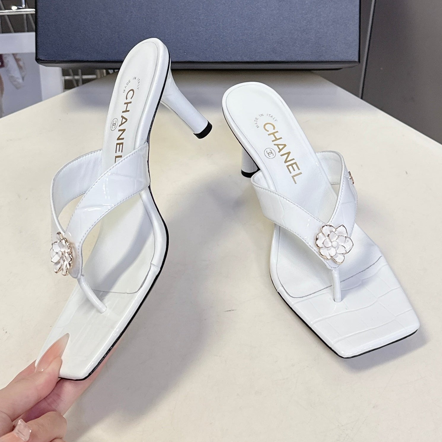 Channel 2026 Thong Sandal 65mm Embossing And Suede Calfskin 895344
