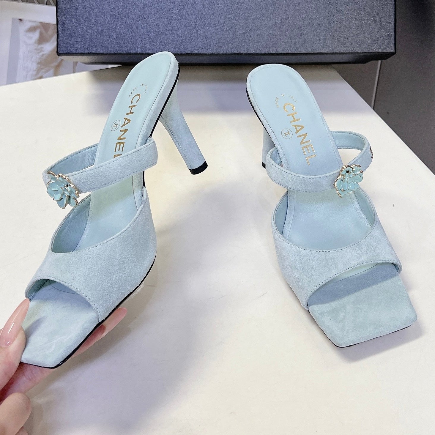 Channel 2026 Mule 70mm Embossing And Suede Calfskin 895349