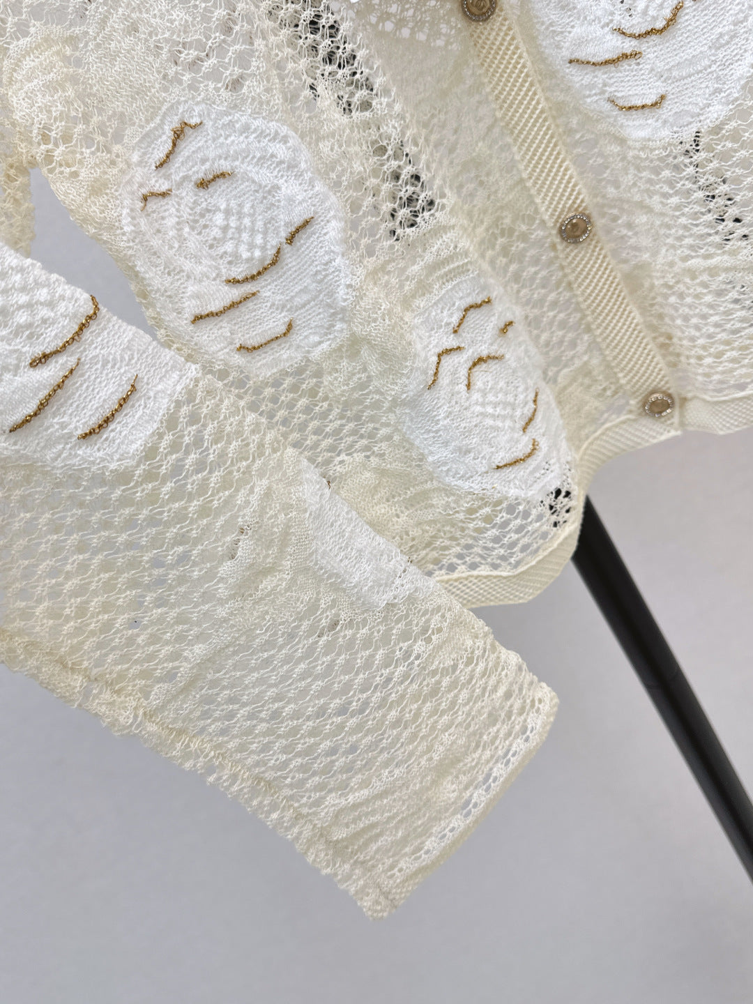 Chanel 2026 Lace Camellia Cardigan Cream Cotton Silk