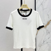 Miumiu 2026 Short-Sleeve Slim Fit White Wool 435284