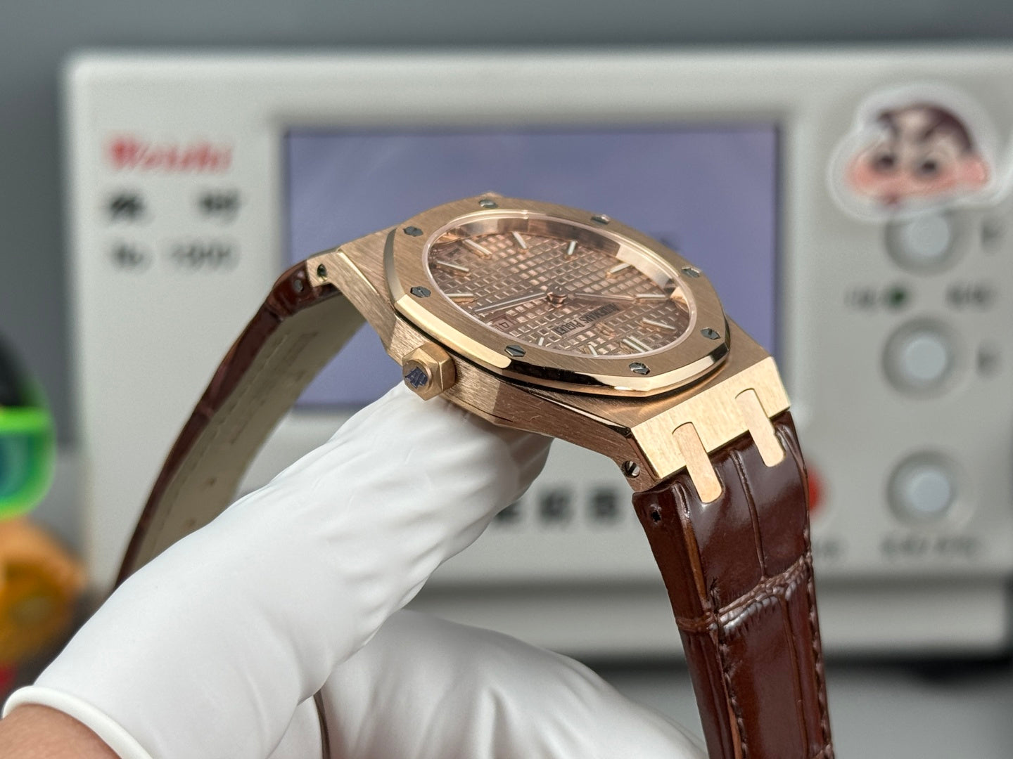 Audemars Piguet Royal 33mm Pink Gold Dial Brown Crocodile Leather