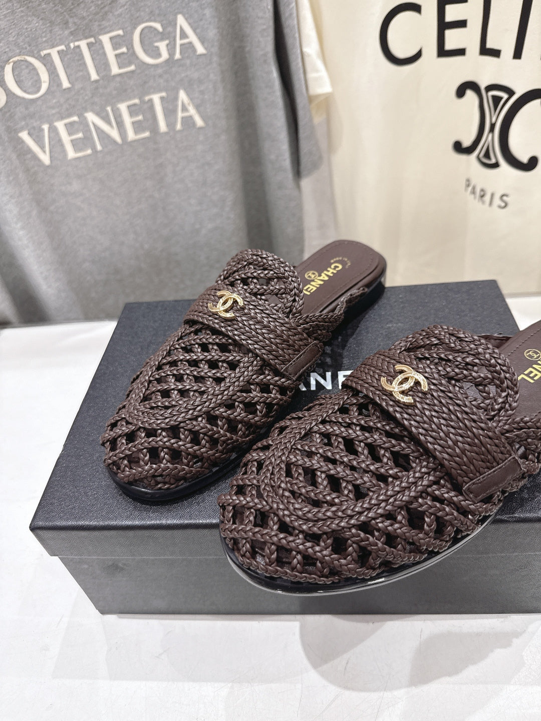 Channel 2026 Hand-Woven Mules Chocolate Calfskin 896471