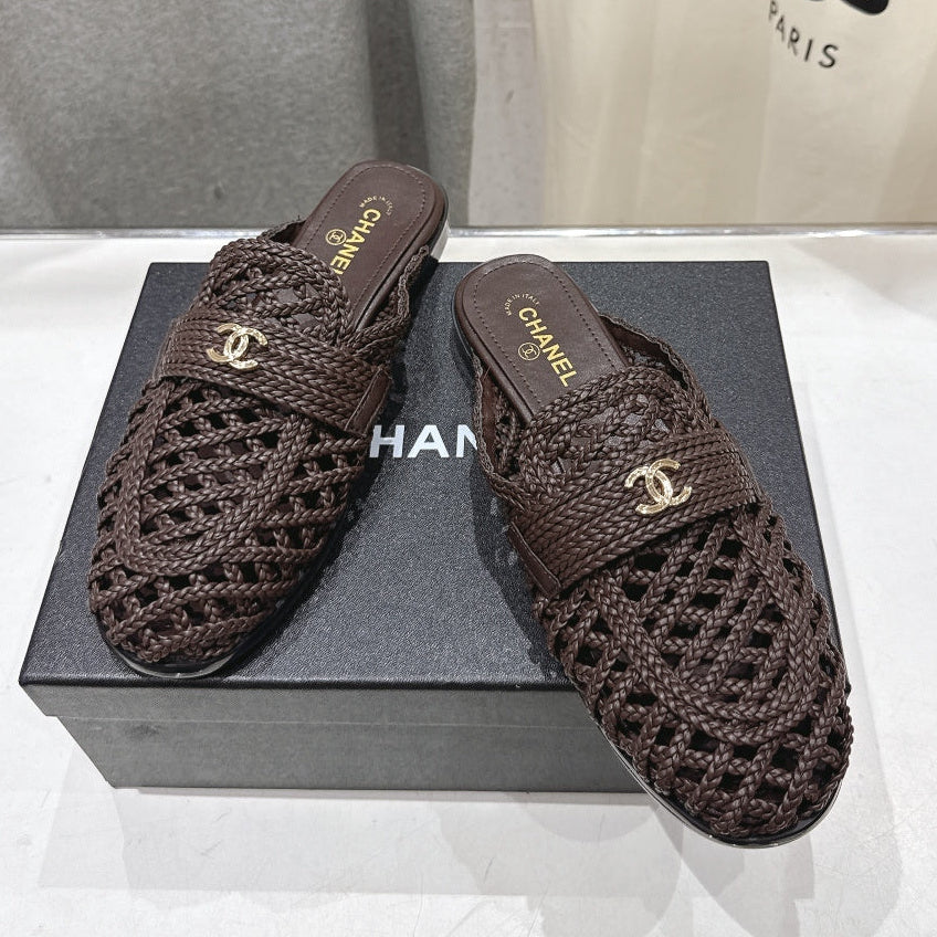 Channel 2026 Hand-Woven Mules Chocolate Calfskin 896471