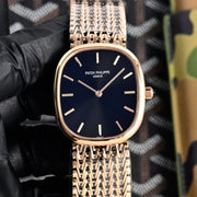 Patek Philippe Golden Ellipse 27mm Navy Blue Dial Rose Gold Strap