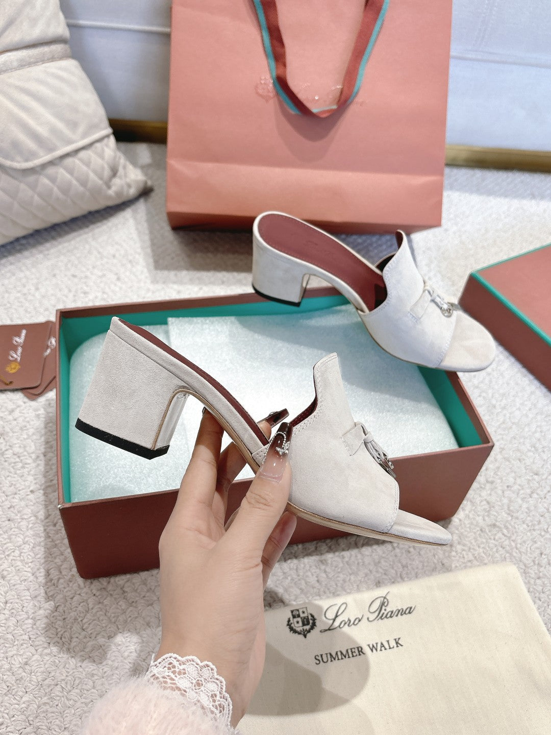 LP 25C Summer Charms Mules 55MM Earthy Gray Suede 215028