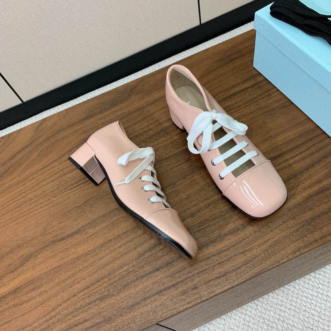 PRA 26S Chunky Heeled 40 Nude Pink Patent Leather 606371