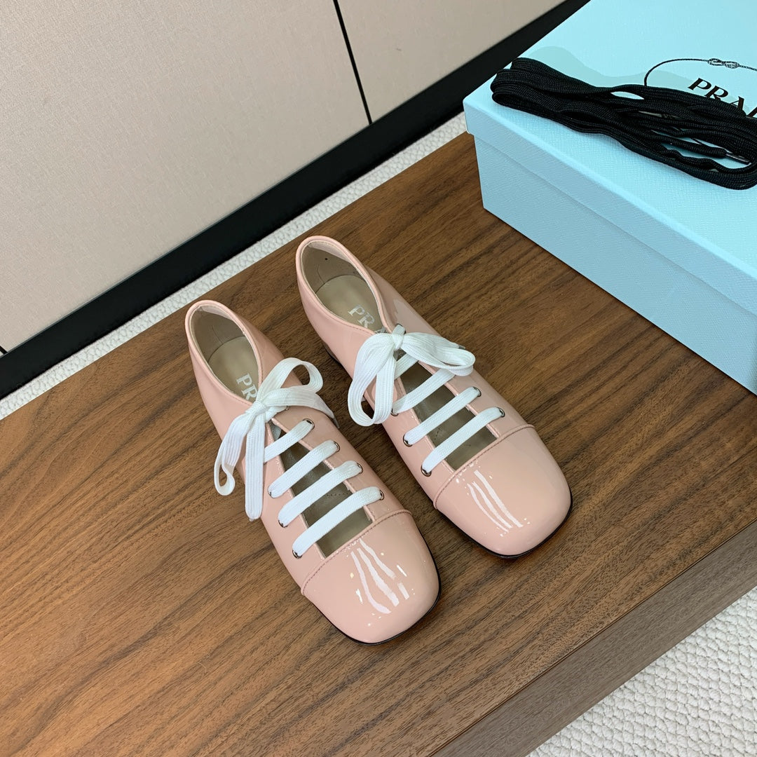 PRA 26S Chunky Heeled 40 Nude Pink Patent Leather 606371