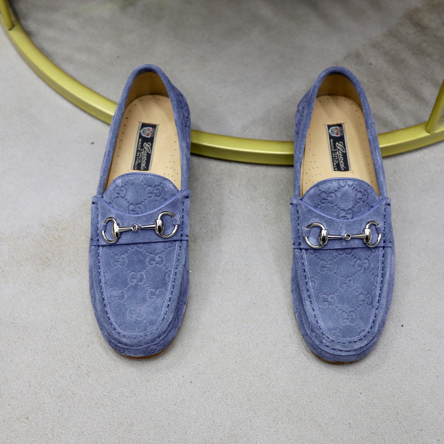 GG Men's Horsebit Loafer Blue Suede 600387