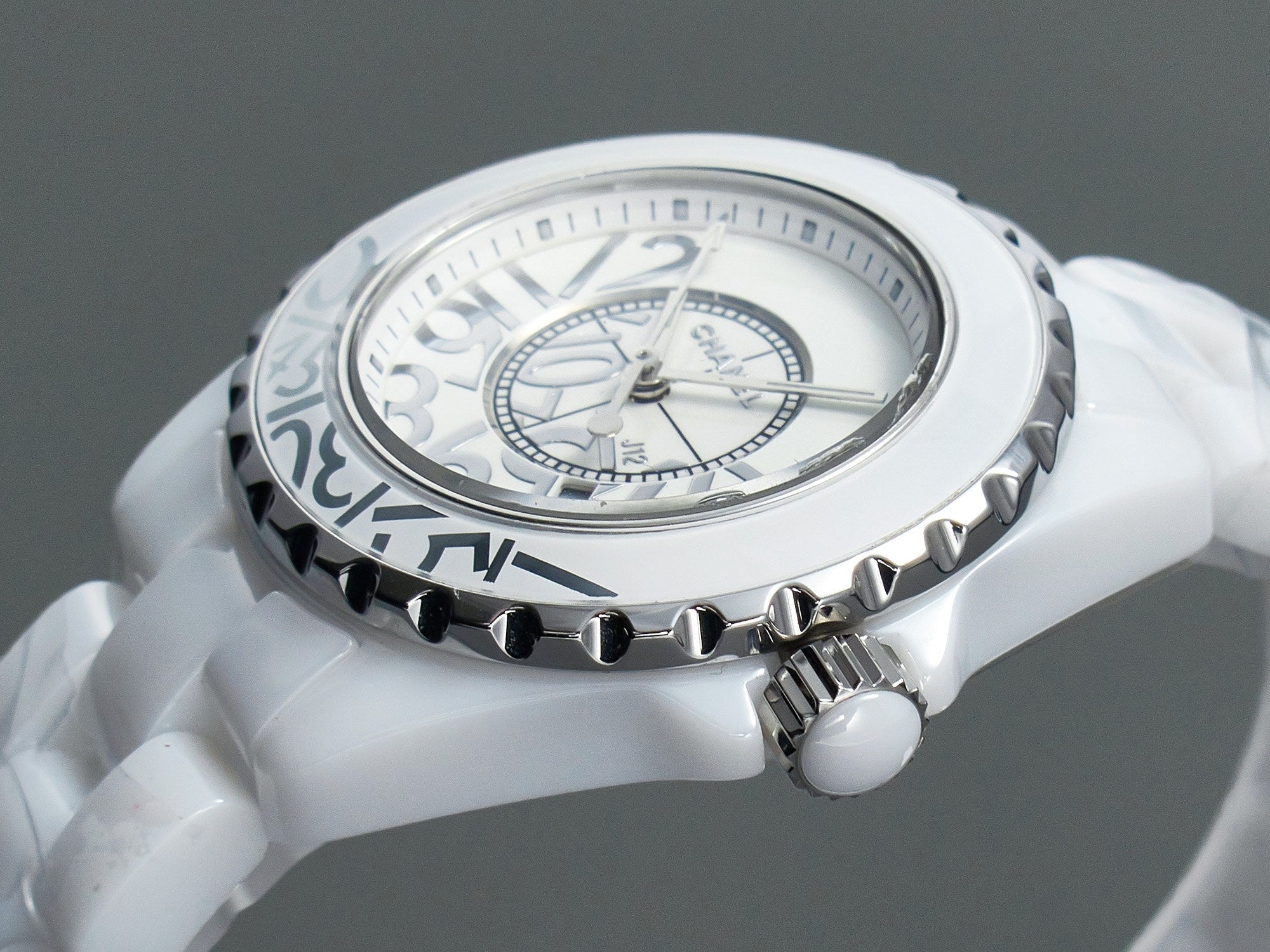 J12 Date Quartz White Ceramic Stainless Graffiti Limited
