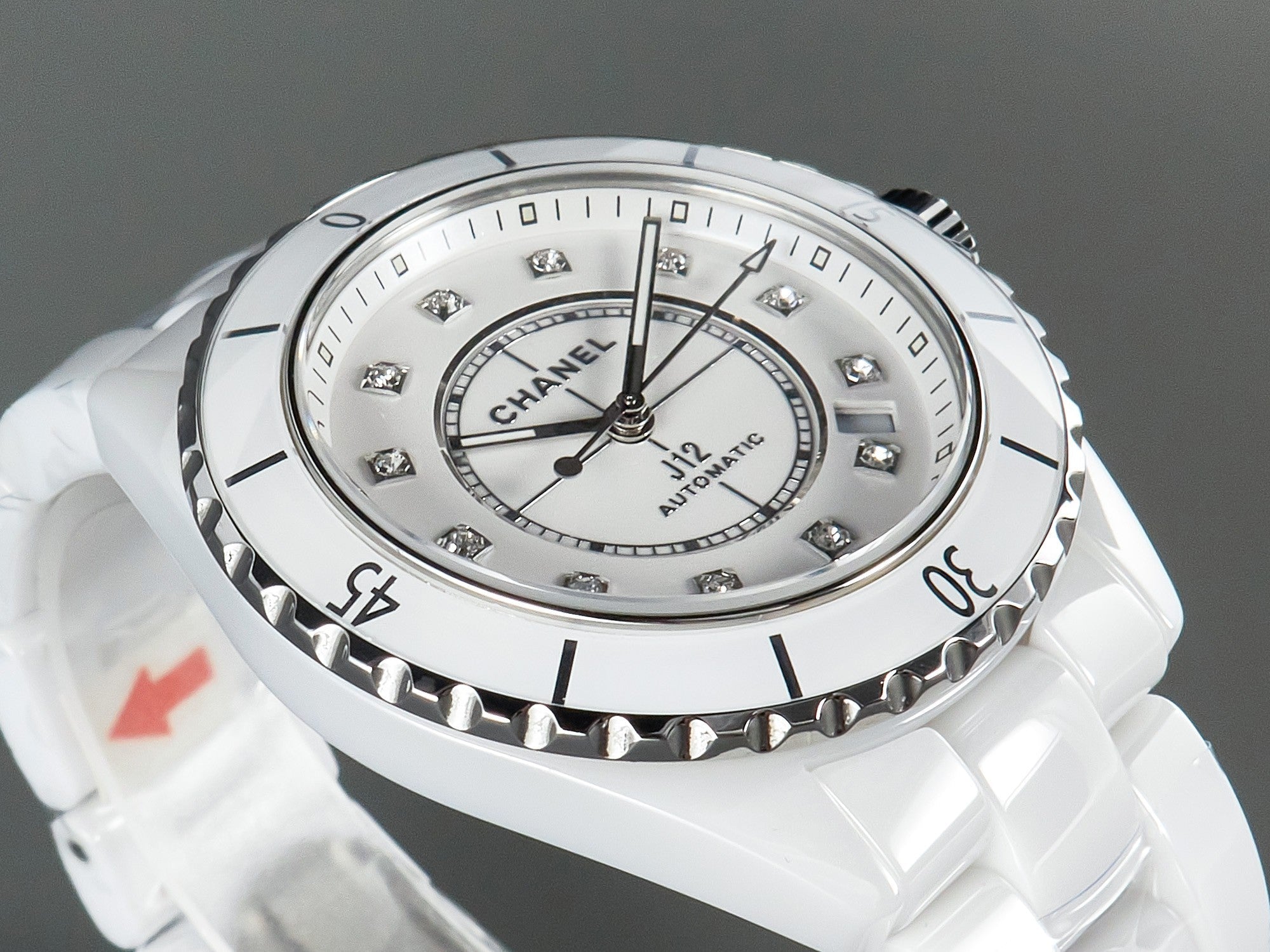 J12 Automatic White Ceramic Diamond Numerals White Dial