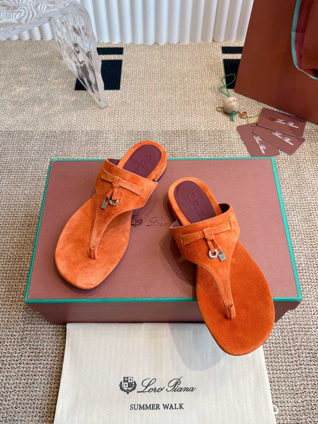 LP 25C Thong Slide Sandal  Kyoto Orange Suede 208110