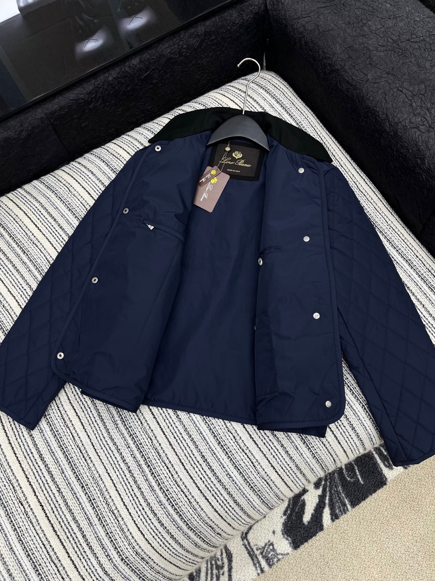 LP 25 Quilted Jacket Navy Blue Polyester Down 313374
