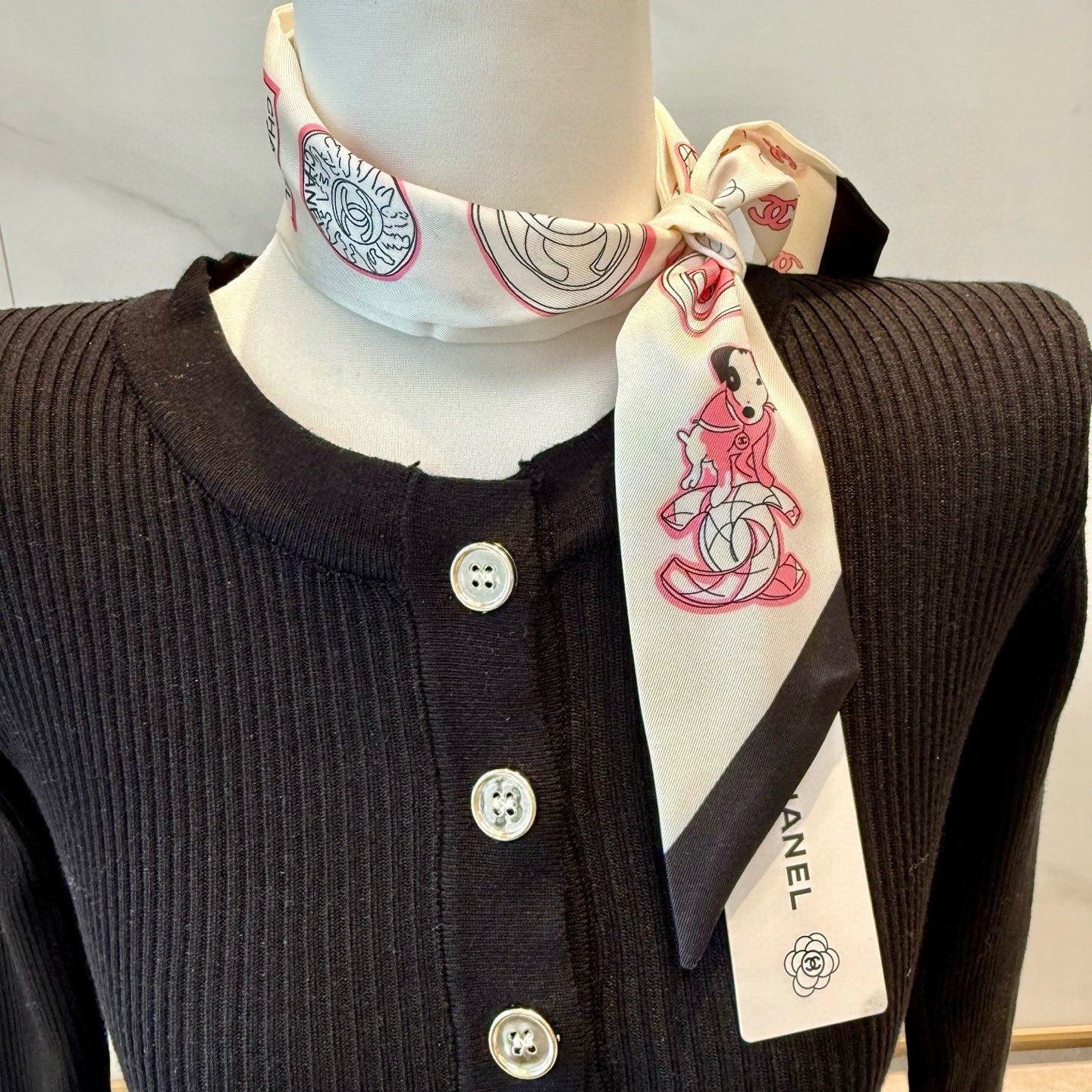 CC  Twilly Mini Star 120cm White Pink Mulberry Silk 935249