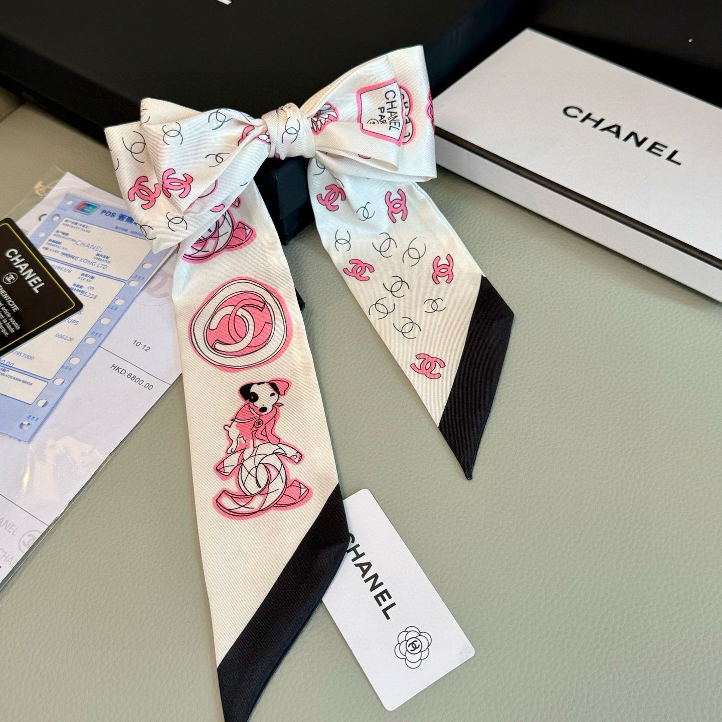 CC  Twilly Mini Star 120cm White Pink Mulberry Silk 935249